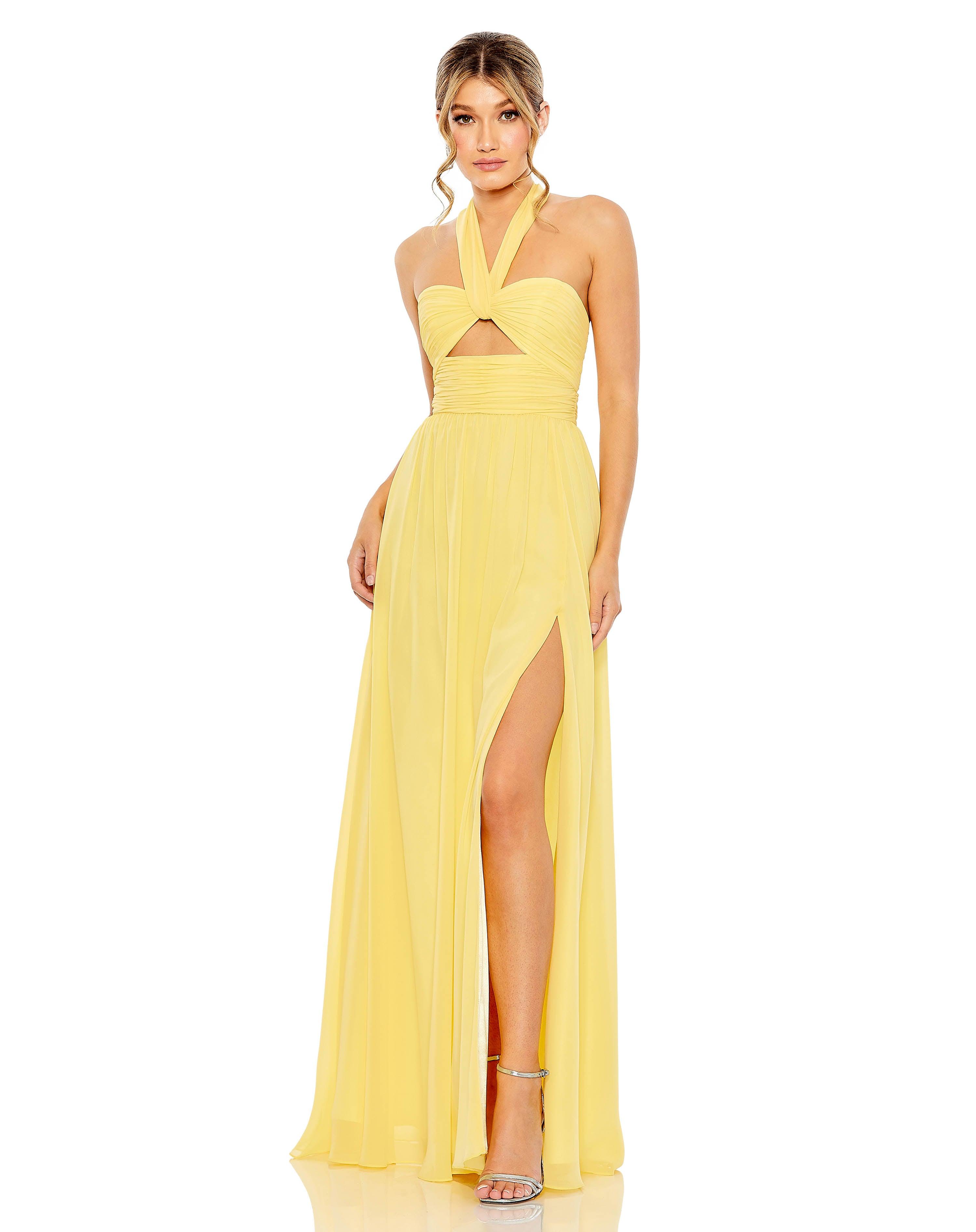 【Mac Duggal】Ruched Halter Neck Tie Back Gown 関税送料込 Ruched Halter Neck Tie Back Satin Gown | Lemon – Two Cumberland