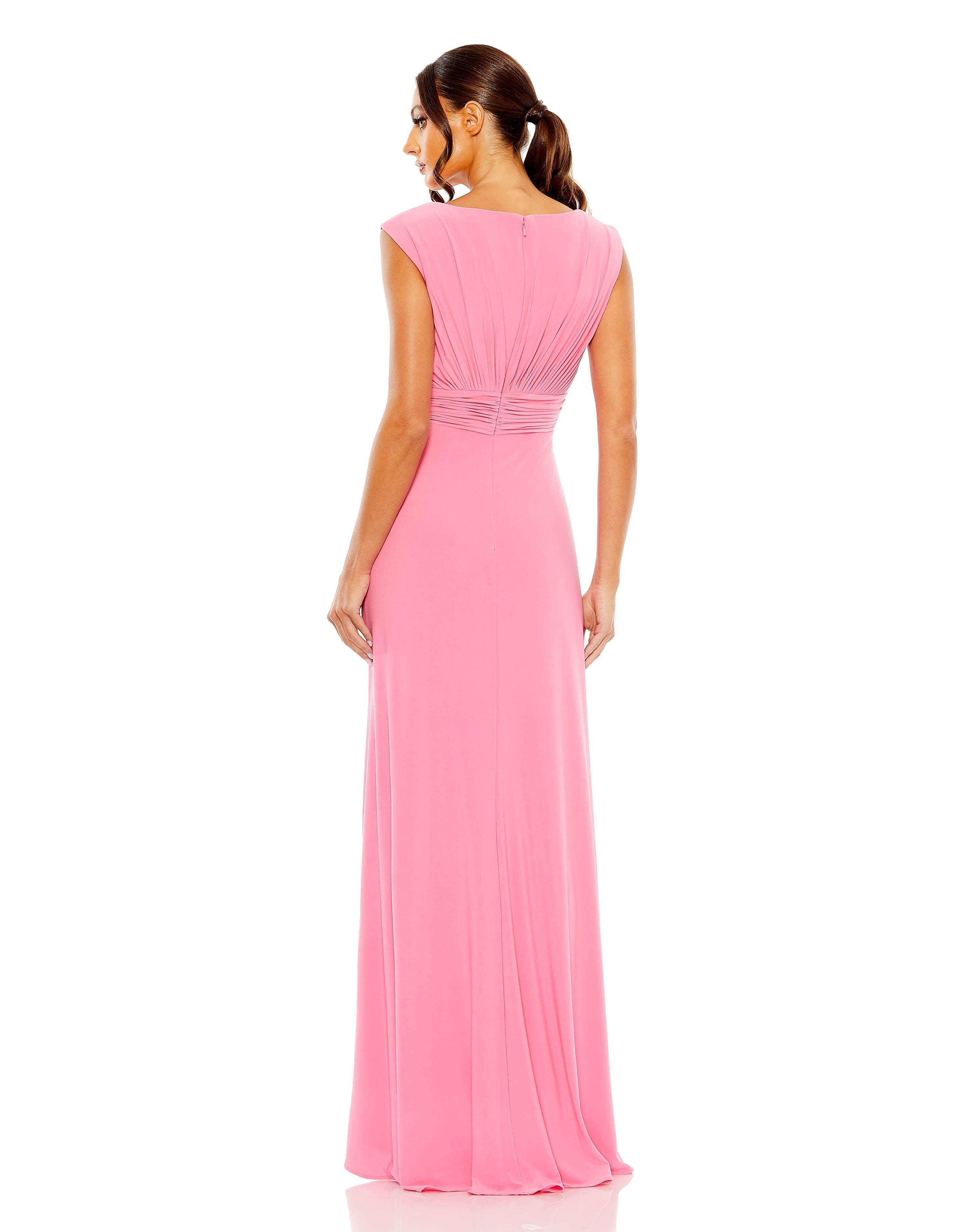 Formal Dresses Long Cap Sleeve Formal Dress Candy Pink