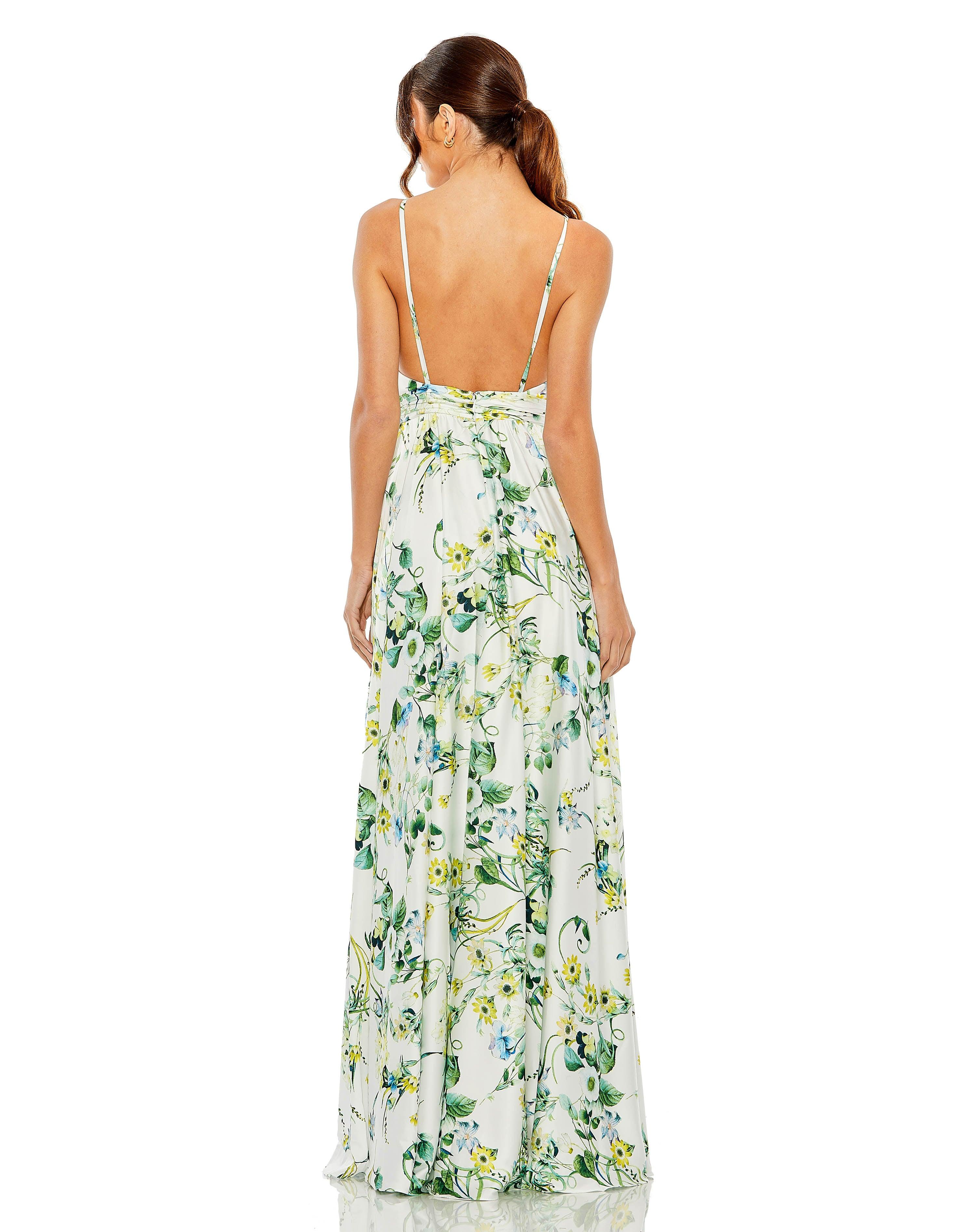 Prom Dresses Prom Long Formal Floral Print Dress White Multi