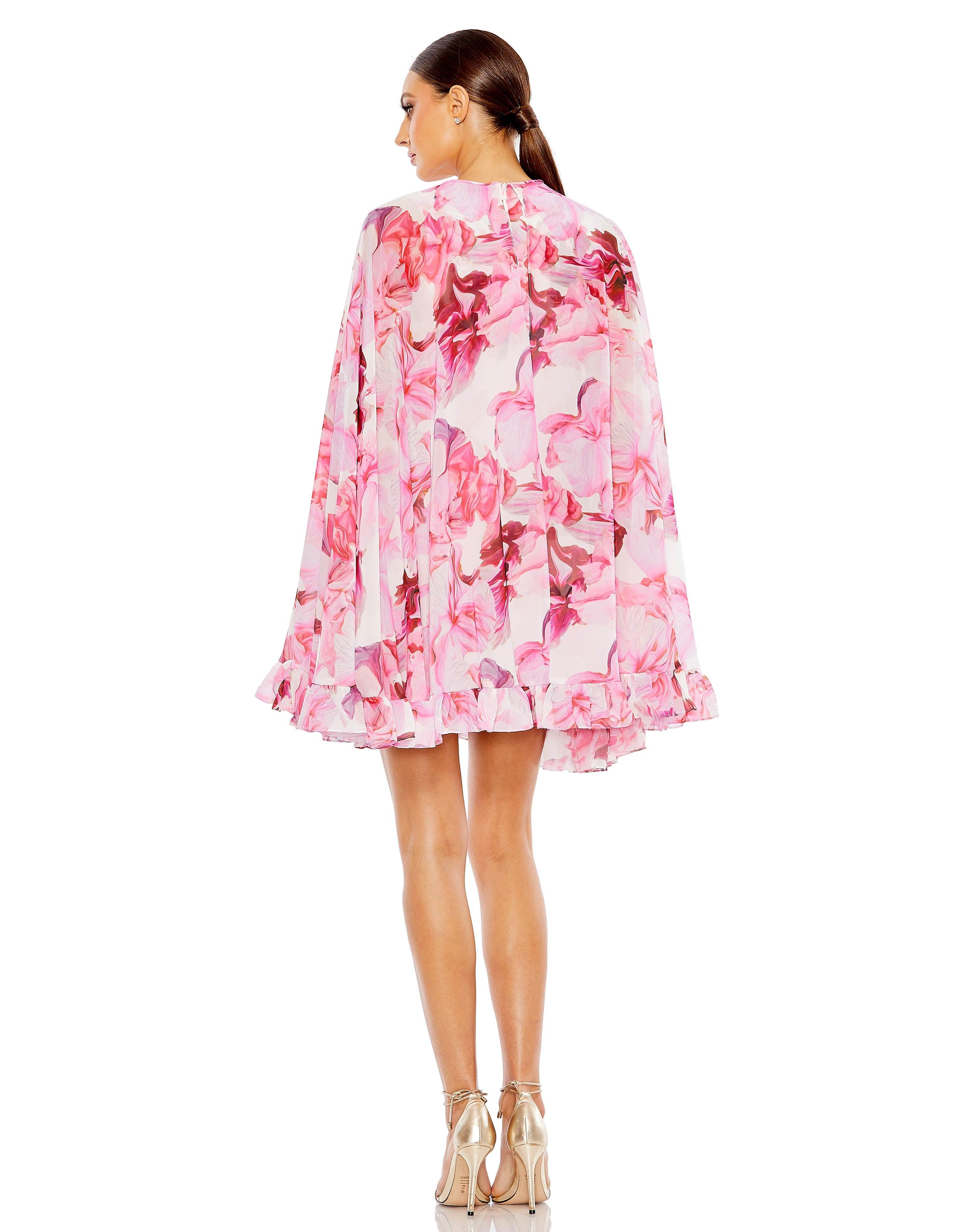 Cocktail Dresses Homecoming Short Floral Cocktail Dress Pink Multi