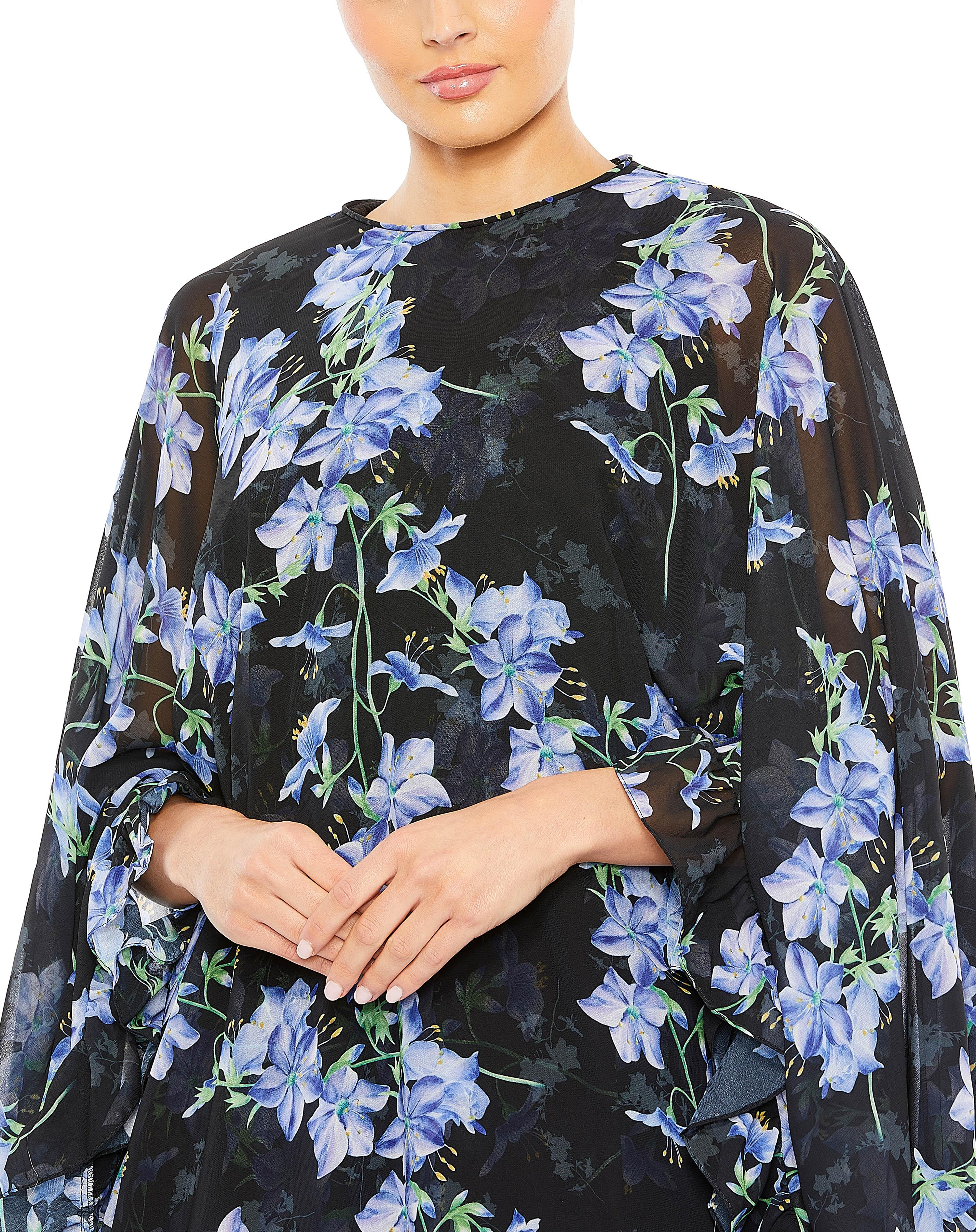 Cocktail Dresses Short Homecoming Floral Print Cocktail Dress Black Multi