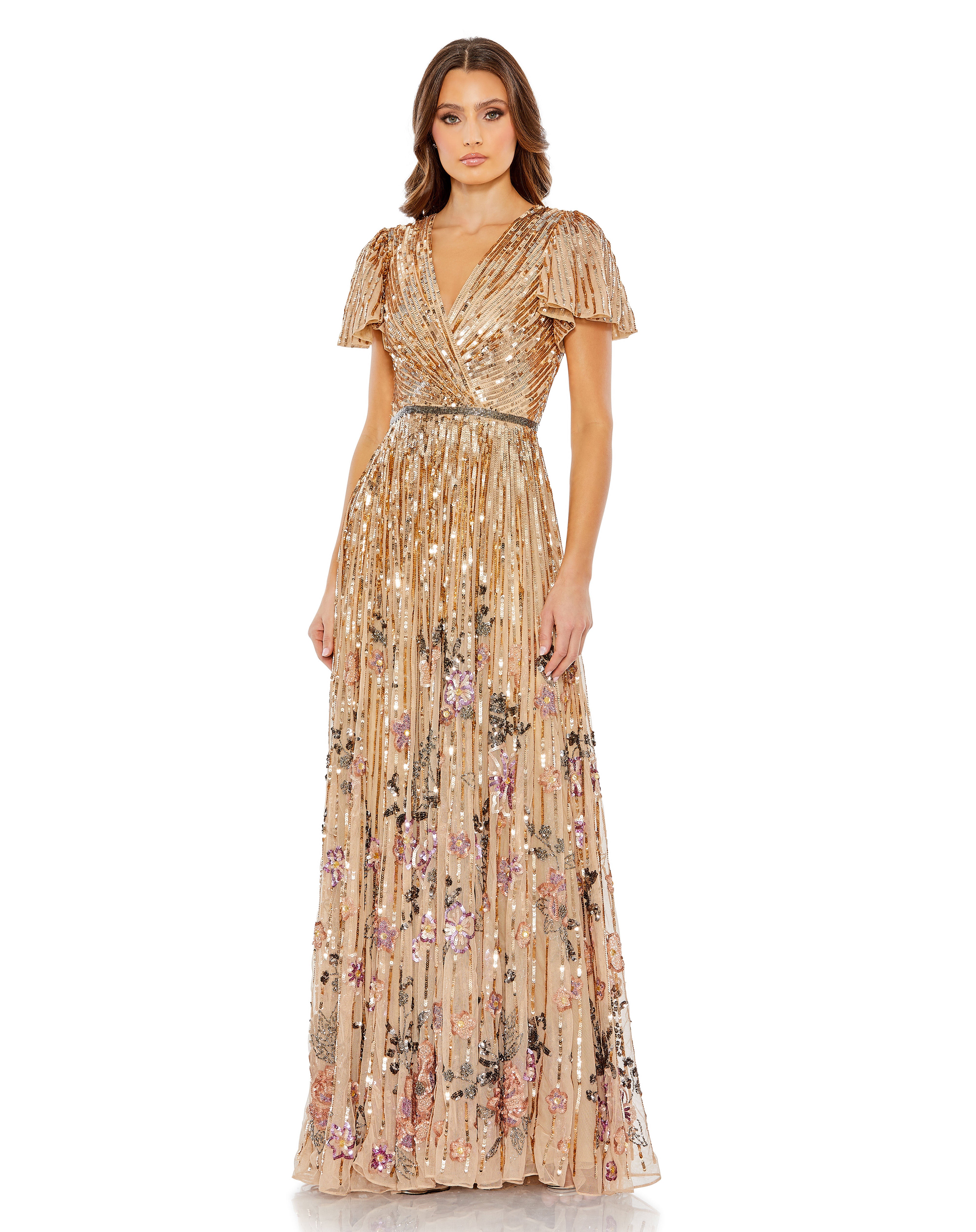 Lilac Mac Duggal 5637 Long Formal A Line Floral Evening Dress