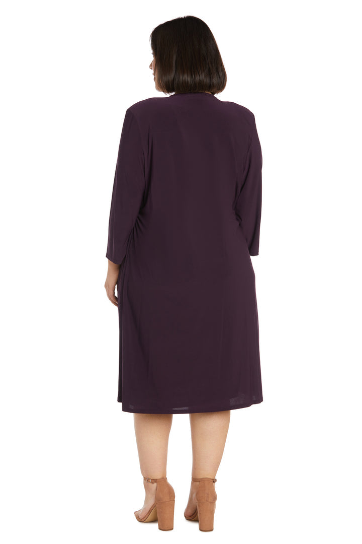 Plus Size Dresses Short Printed Plus Size Dress Jacket Set Plum