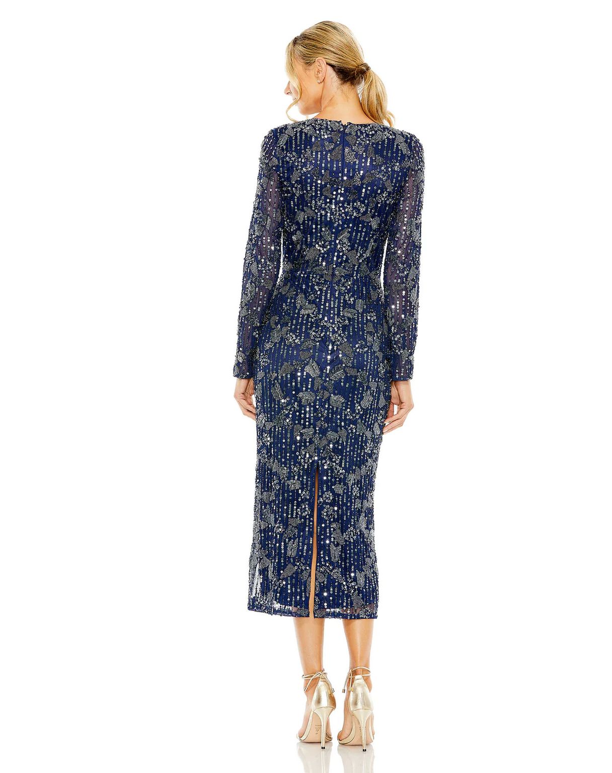 Cocktail Dresses Long Sleeve Formal Midi Dress Midnight