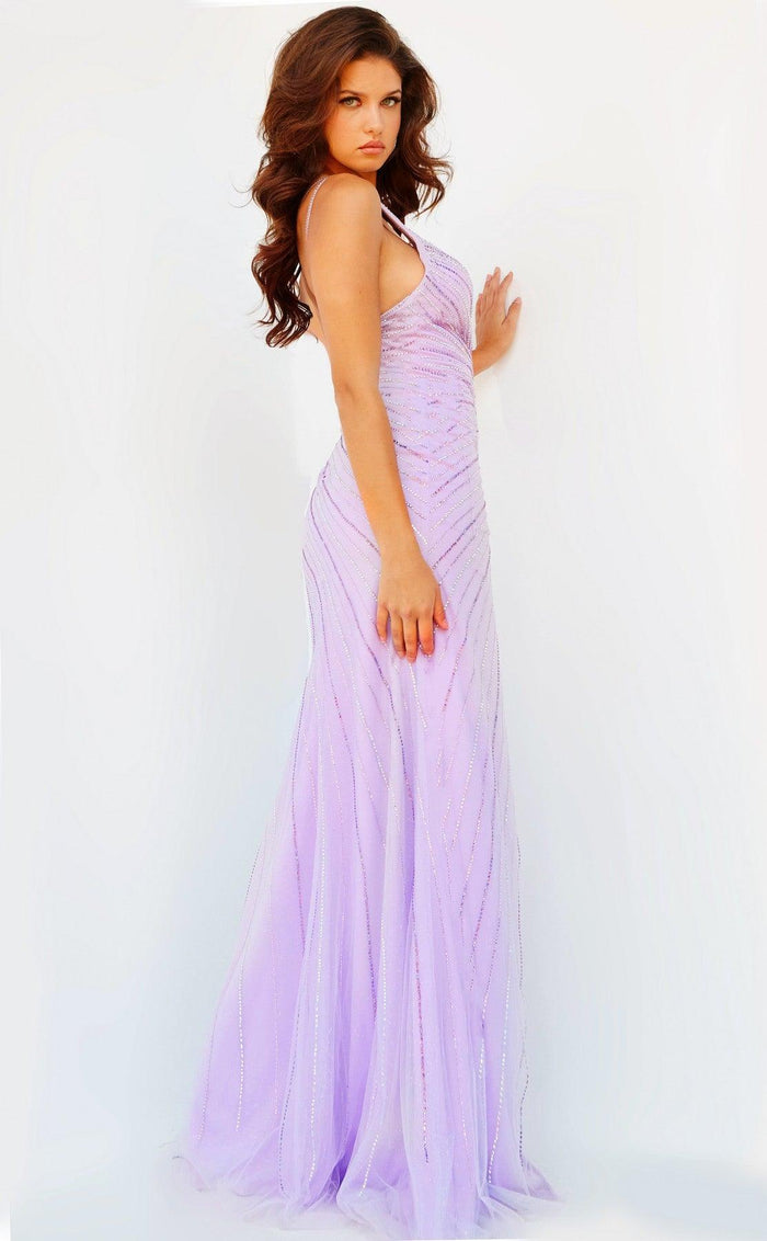 Prom Dresses Long Beaded One Shoulder Prom Gown Lavender