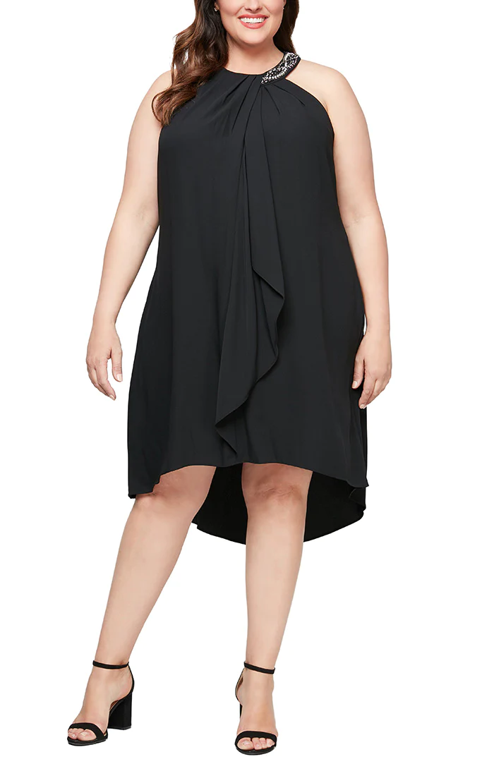 Cocktail Dresses Plus Size Crepe Cocktail Short Dress Black