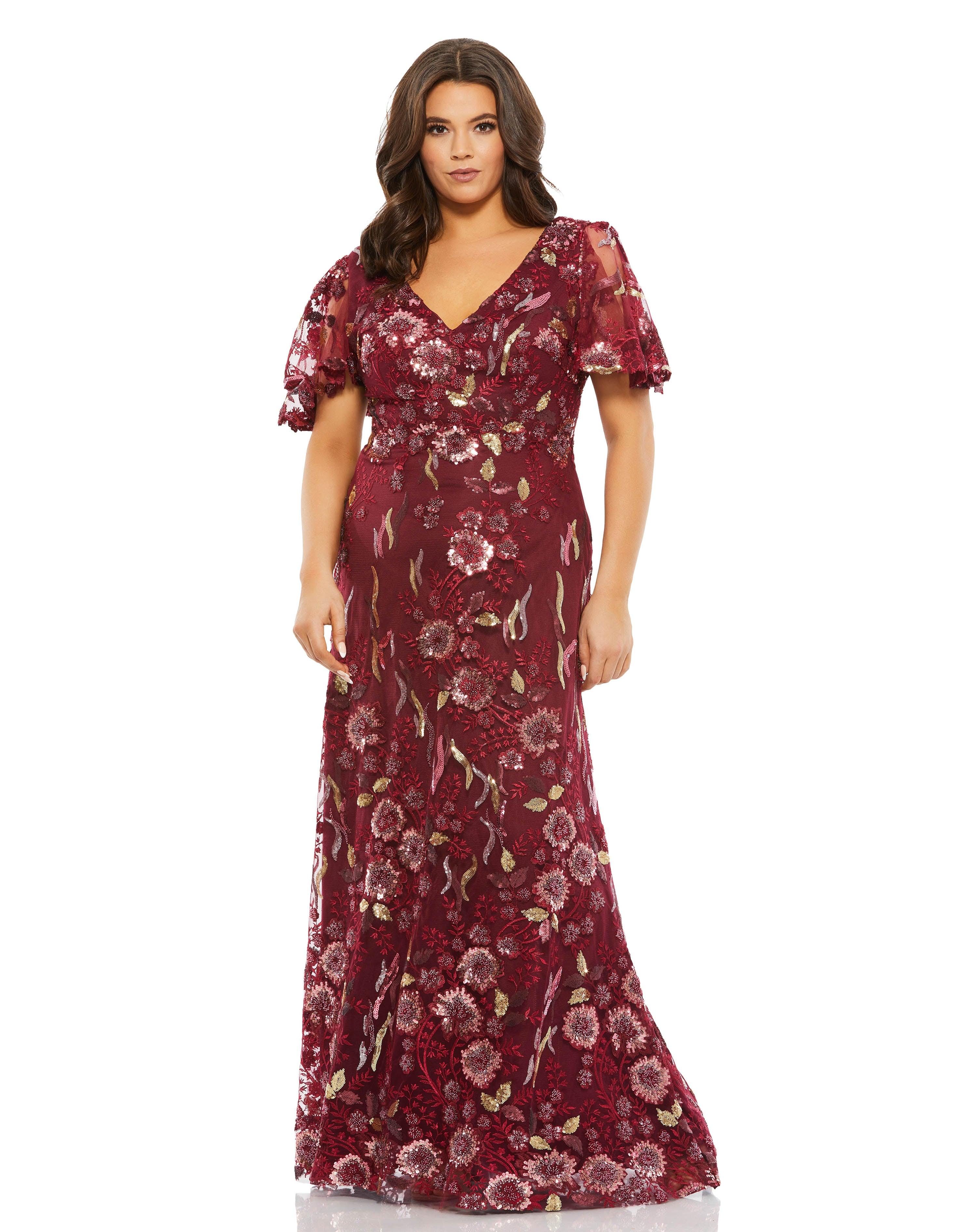 Plus Size Dresses Fabulouss Long Plus Size Floral Formal Dress Cranberry