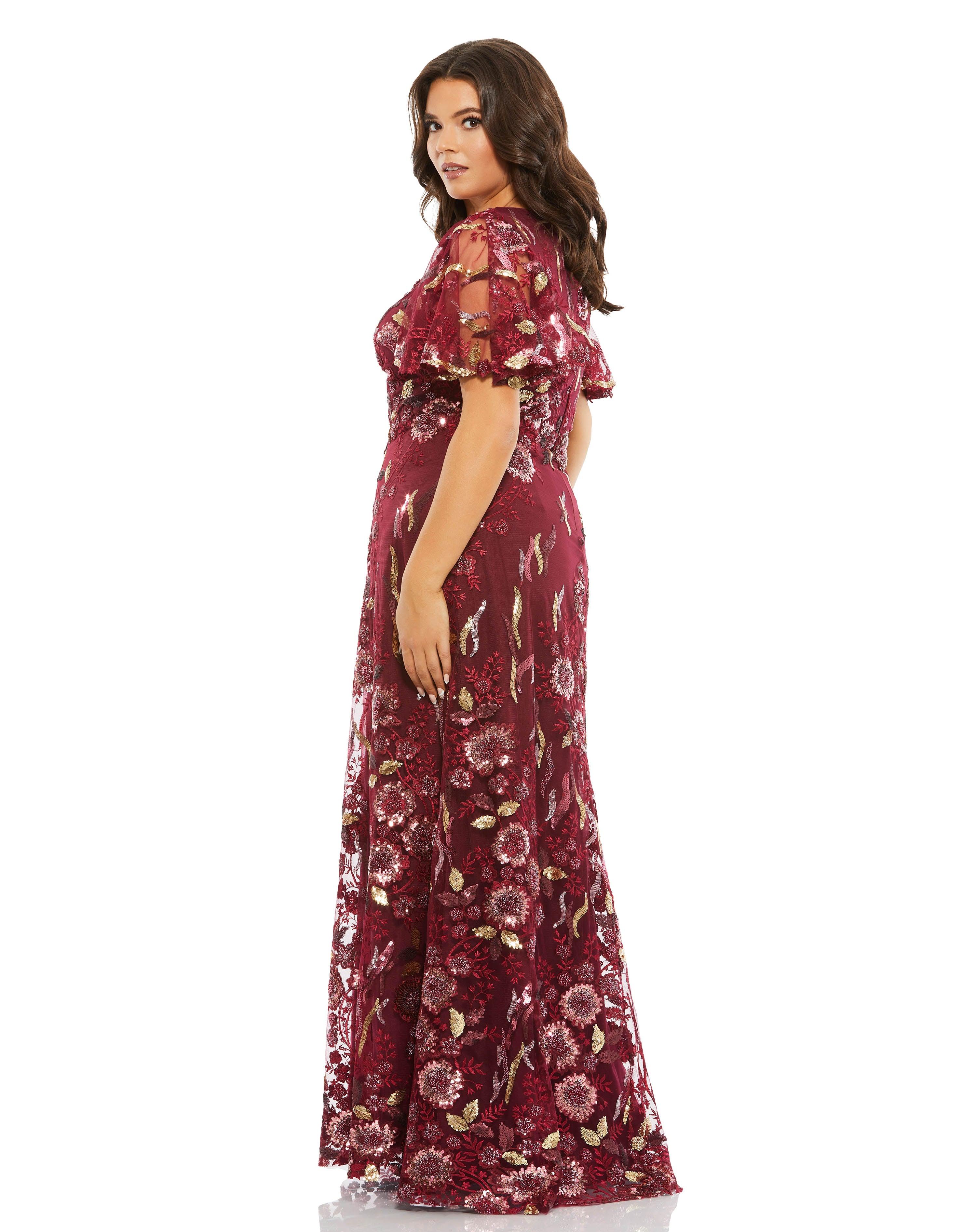 Plus Size Dresses Fabulouss Long Plus Size Floral Formal Dress Cranberry