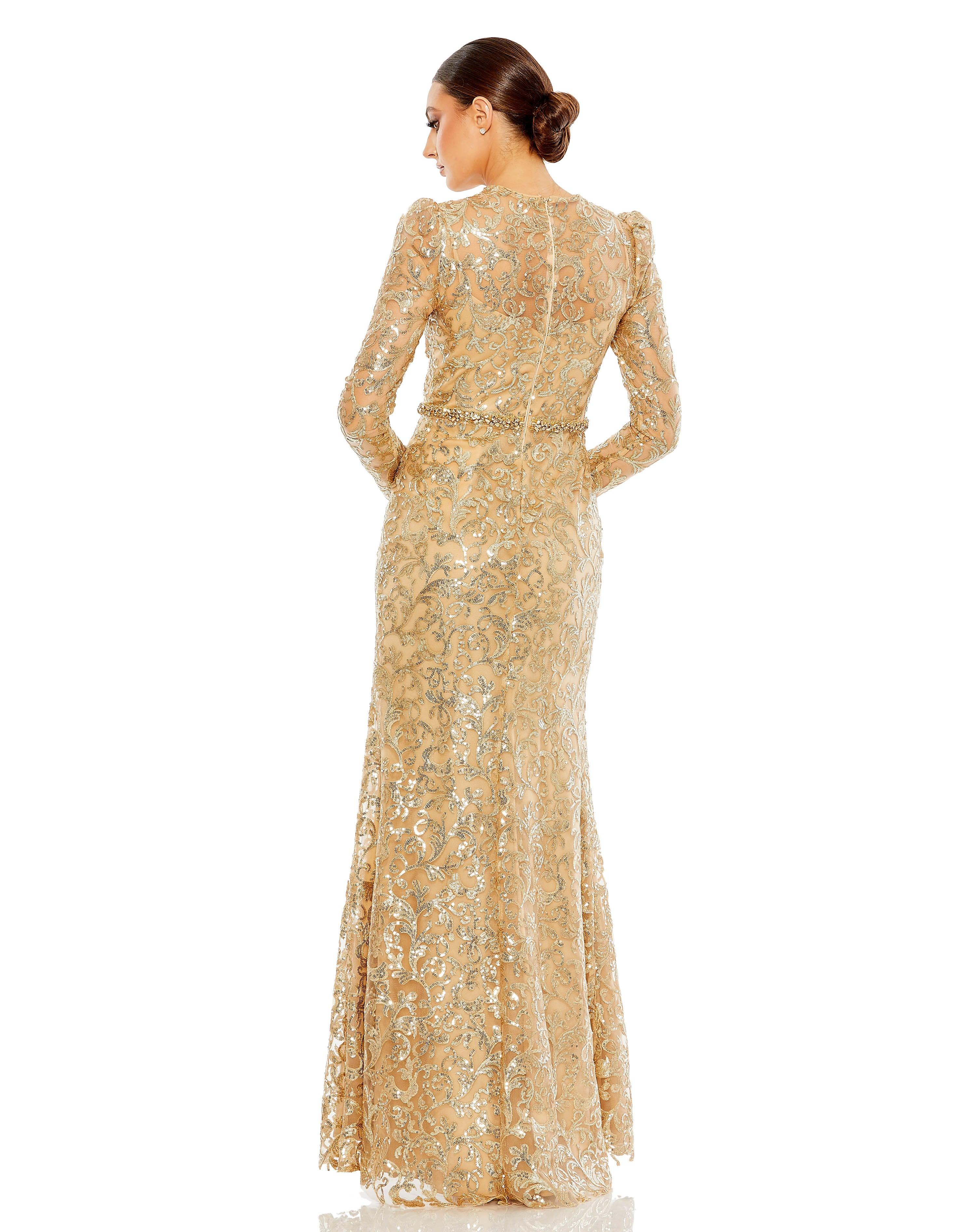 Formal Dresses Long Sleeve Formal Dress Gold