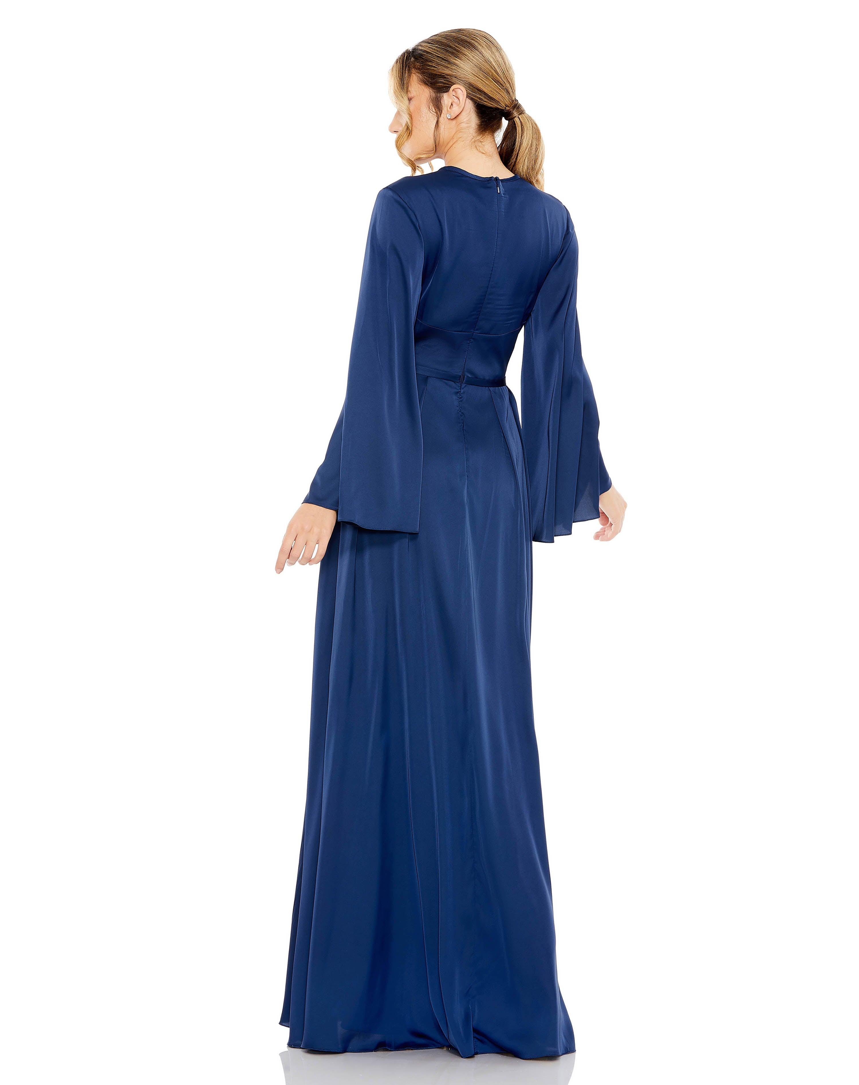 Formal Dresses Long Sleeve Formal A Line Dress Midnight