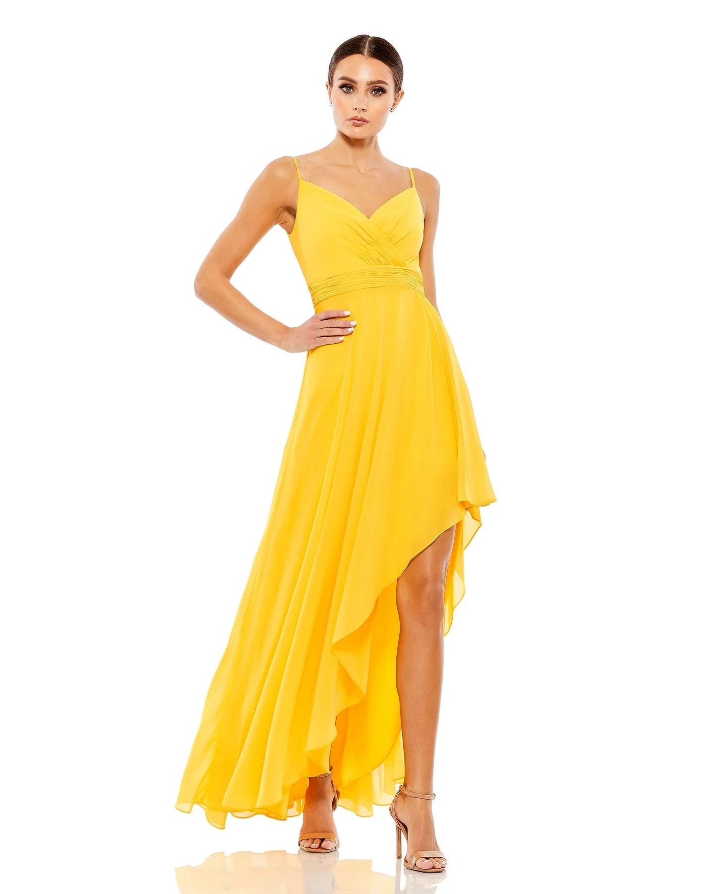 Powder Blue Mac Duggal 70191 High Low Spaghetti Strap Chiffon Prom Gown for $238.0 – The Dress ...