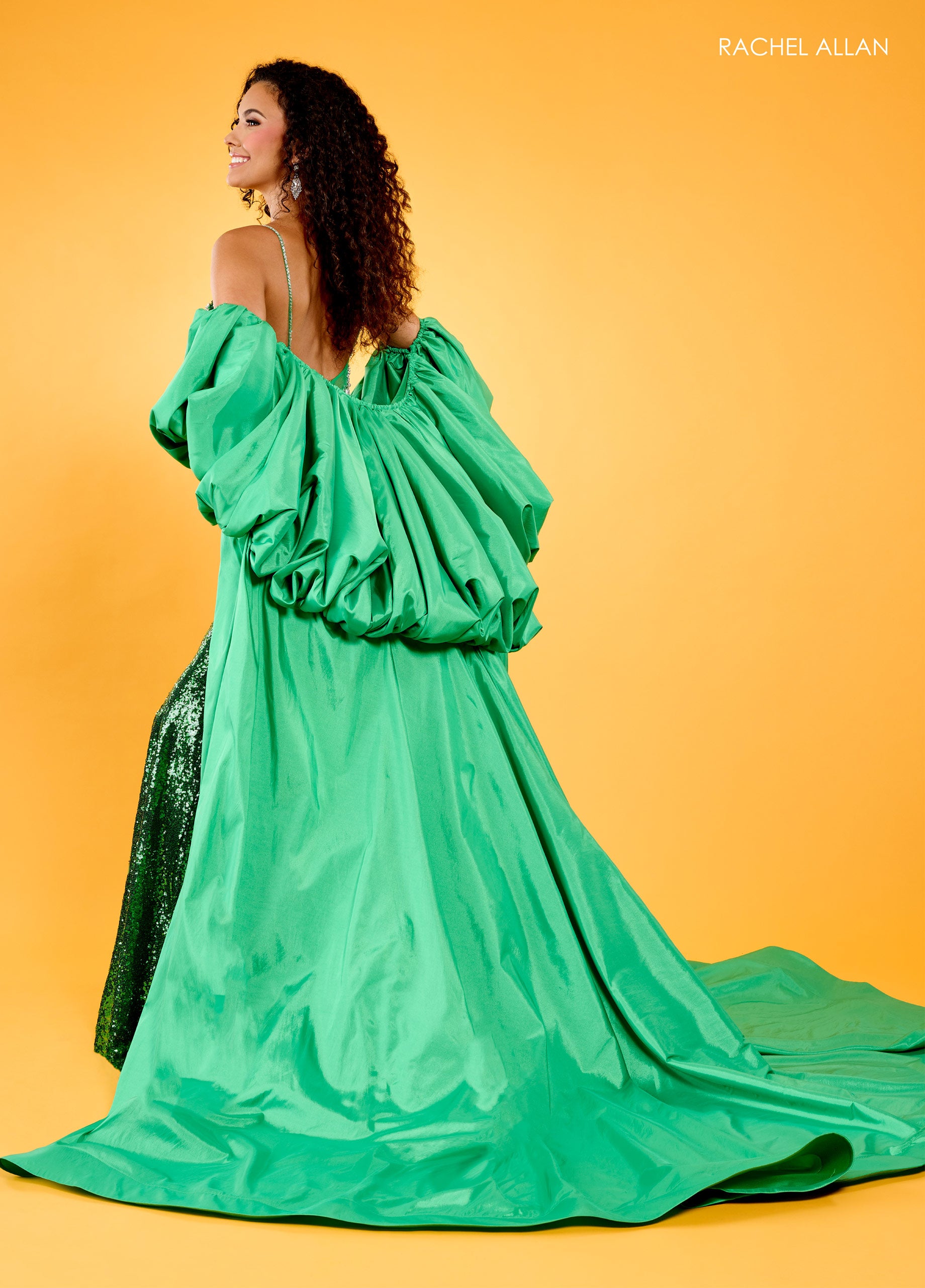 Detachable Sleeves Long Sequins Prom Dress Jade
