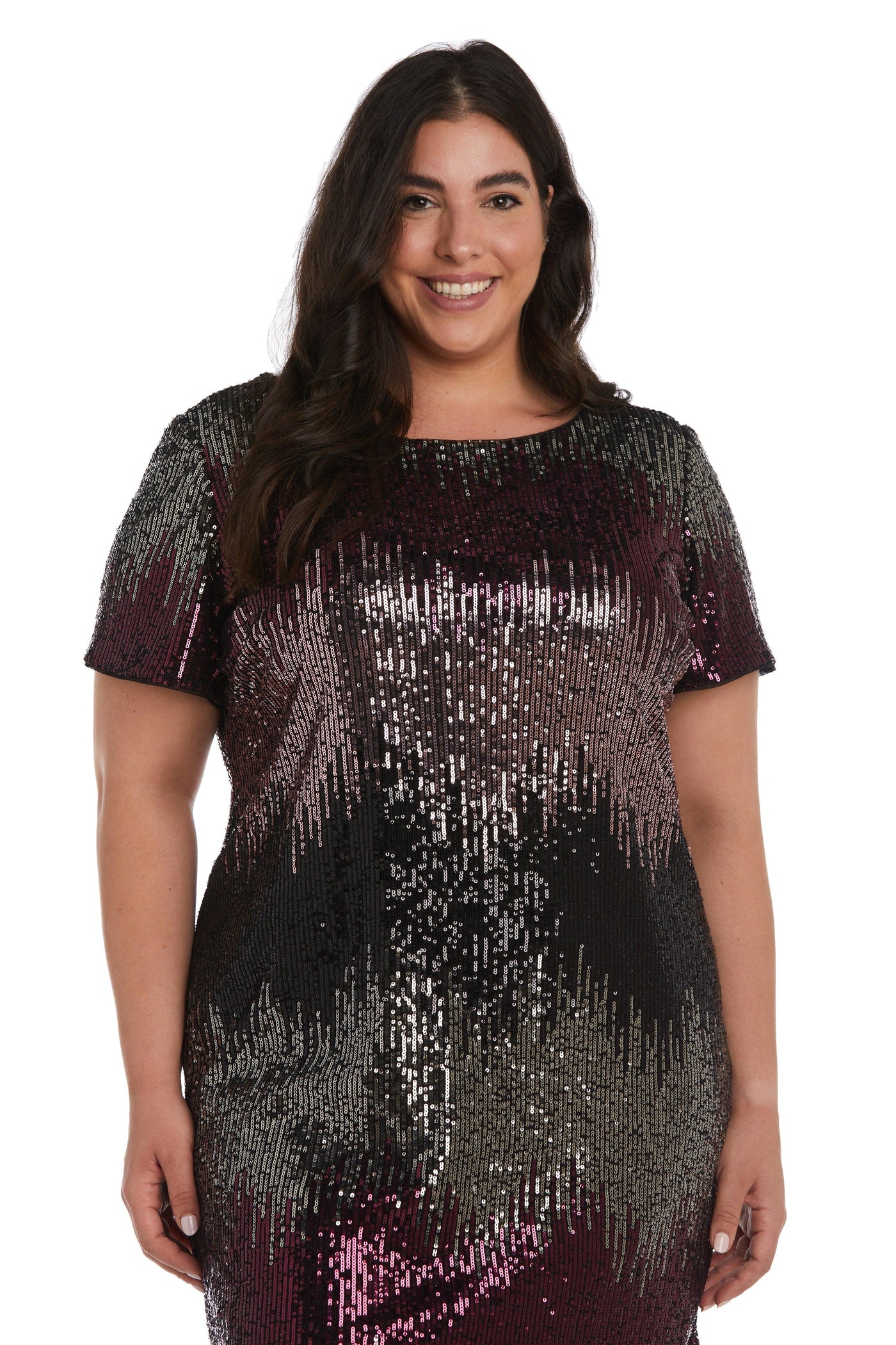 R&M Richards 7151W Short Plus Size Ombre Dress