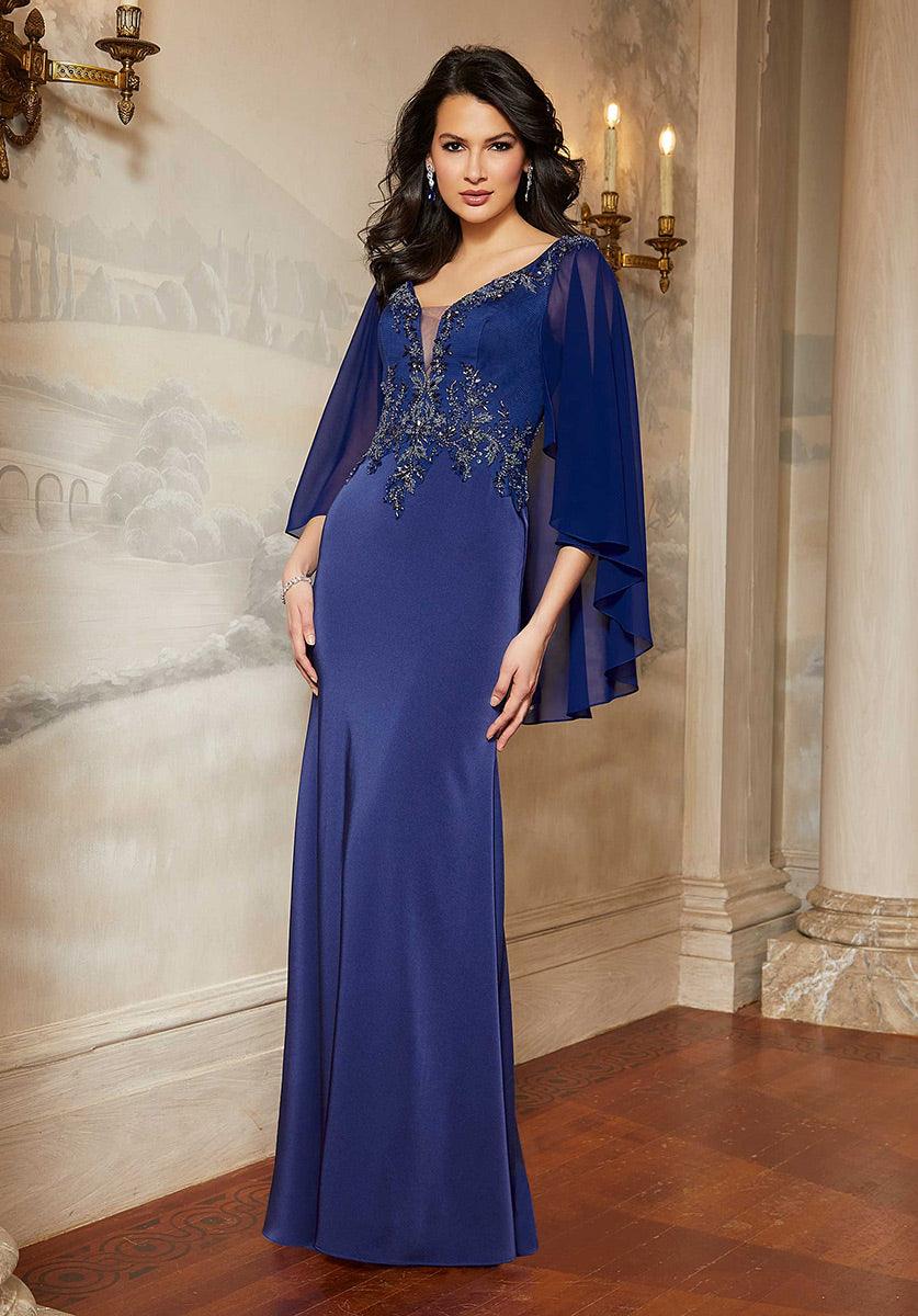 Sapphire MGNY Madeline Gardner New York 72603 Long Formal Dress for $599.0 – The Dress Outlet