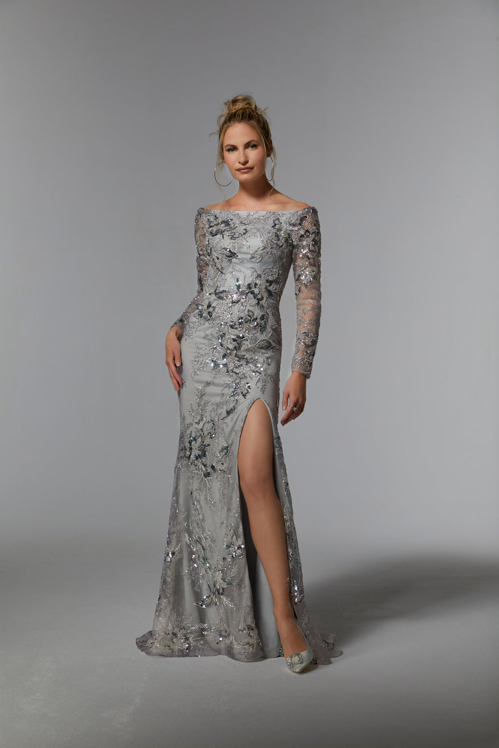Dusty Lilac MGNY Madeline Gardner New York 72938 Long Sleeve Formal Evening Gown Mother of the Bride Dresses, – The Dress Outlet