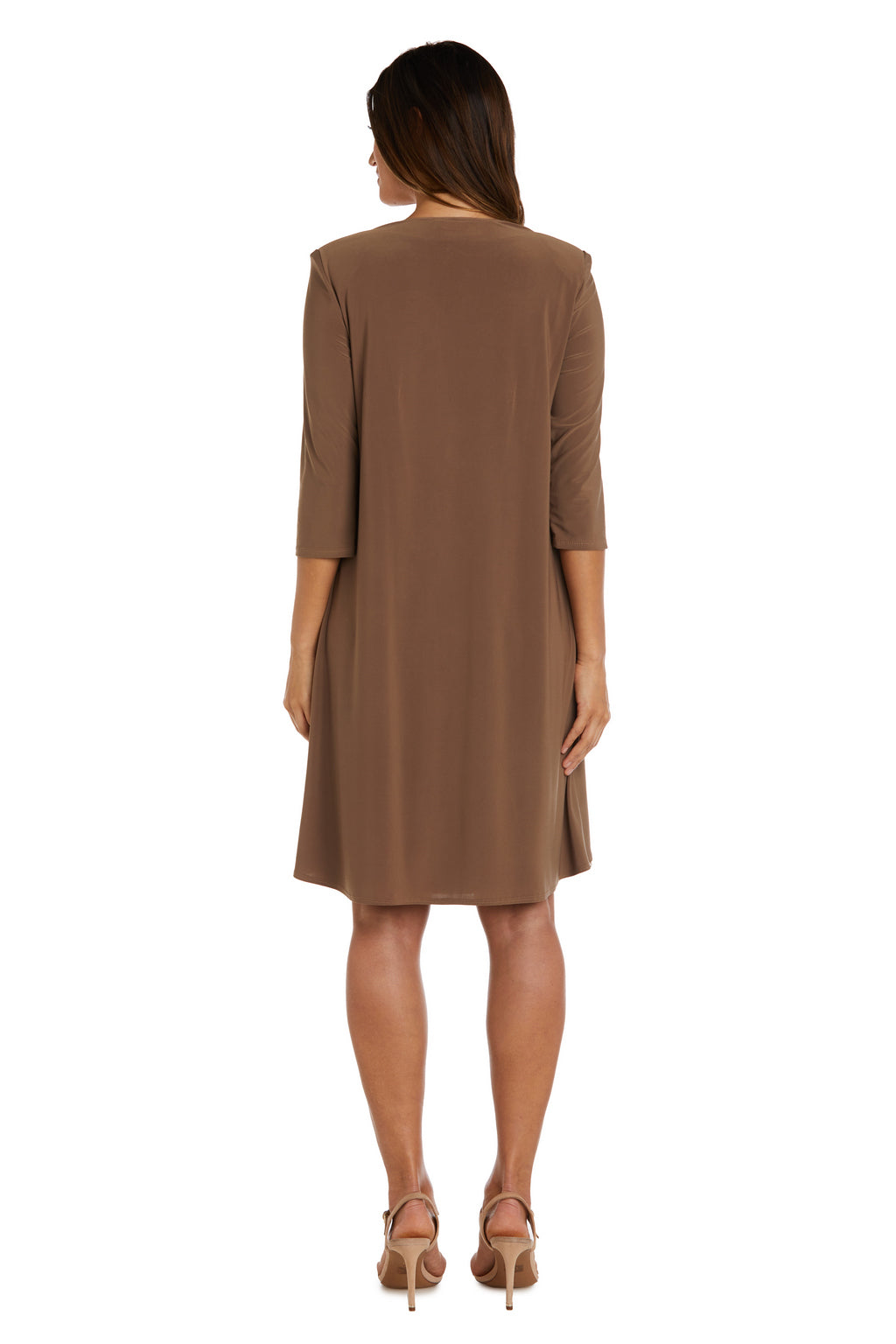 Mother of the Bride Dresses Short Puff Print Mother of the Bride Jacket Dress Cognac