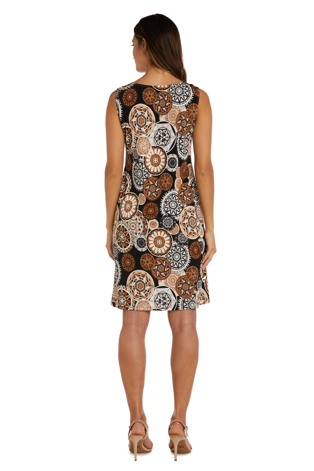 Mother of the Bride Dresses Short Puff Print Mother of the Bride Jacket Dress Cognac