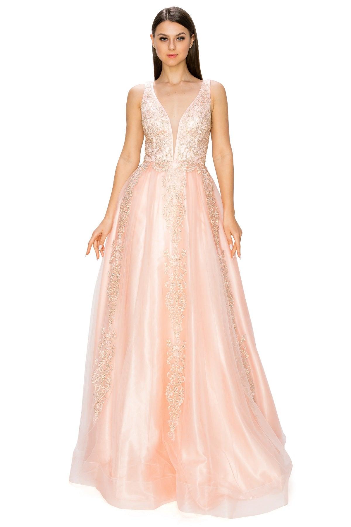Cinderella Couture CC8029J Sleeveless Embellish Prom Dress Blush