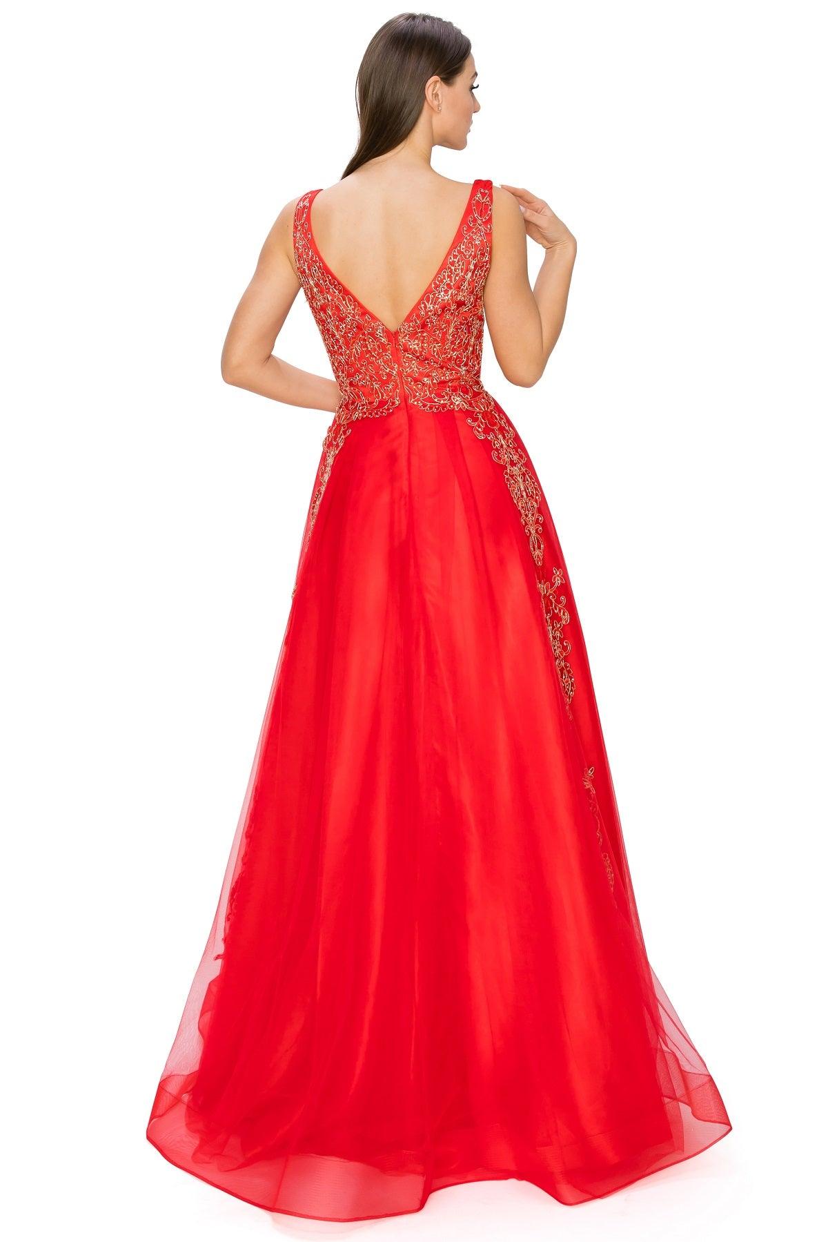 Cinderella Couture CC8029J Sleeveless Embellish Prom Dress Red