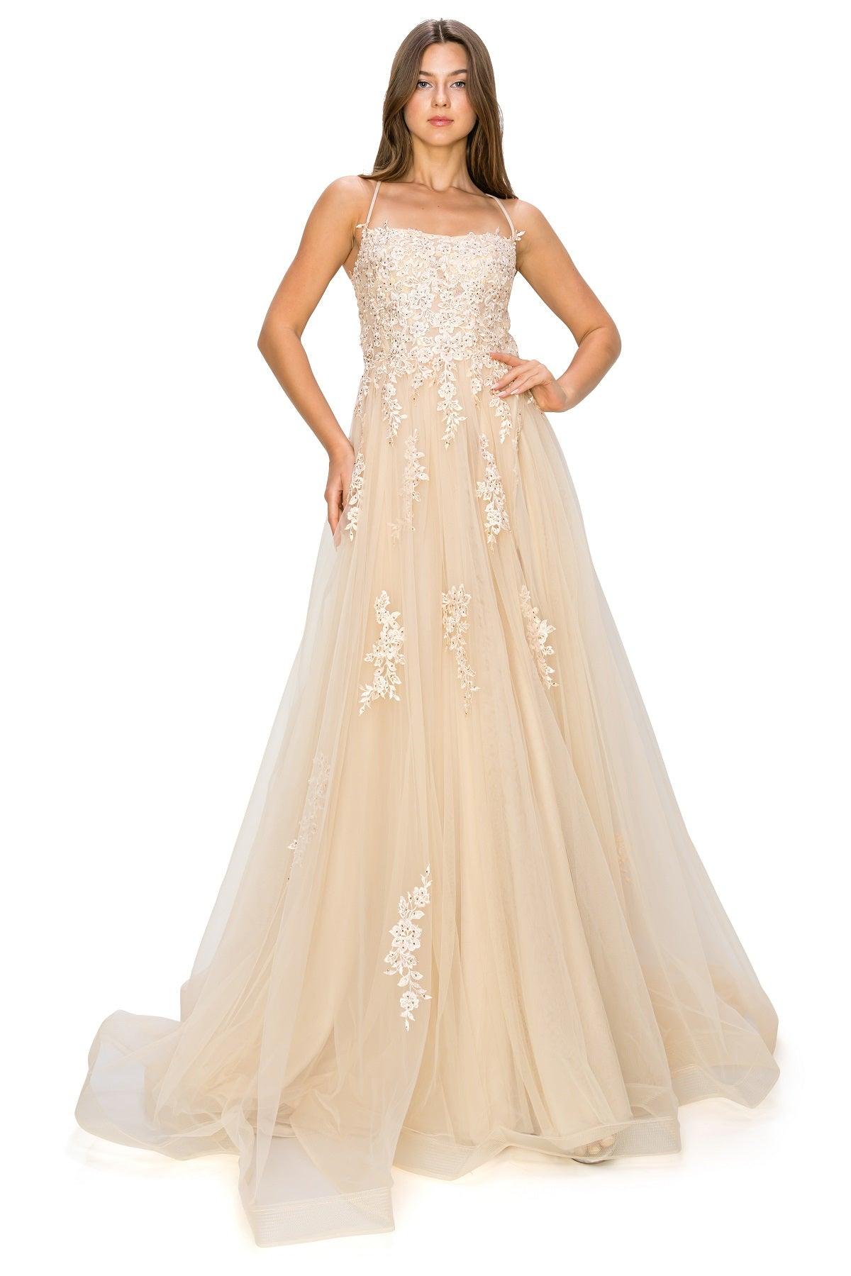 Cinderella Couture CC8031J Sleeveless Slit Gown Champagne