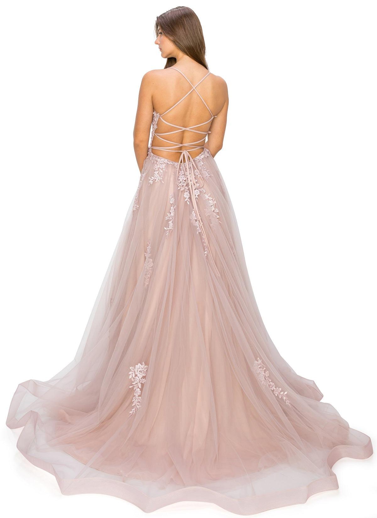 Cinderella Couture CC8031J Sleeveless Slit Gown Mauve