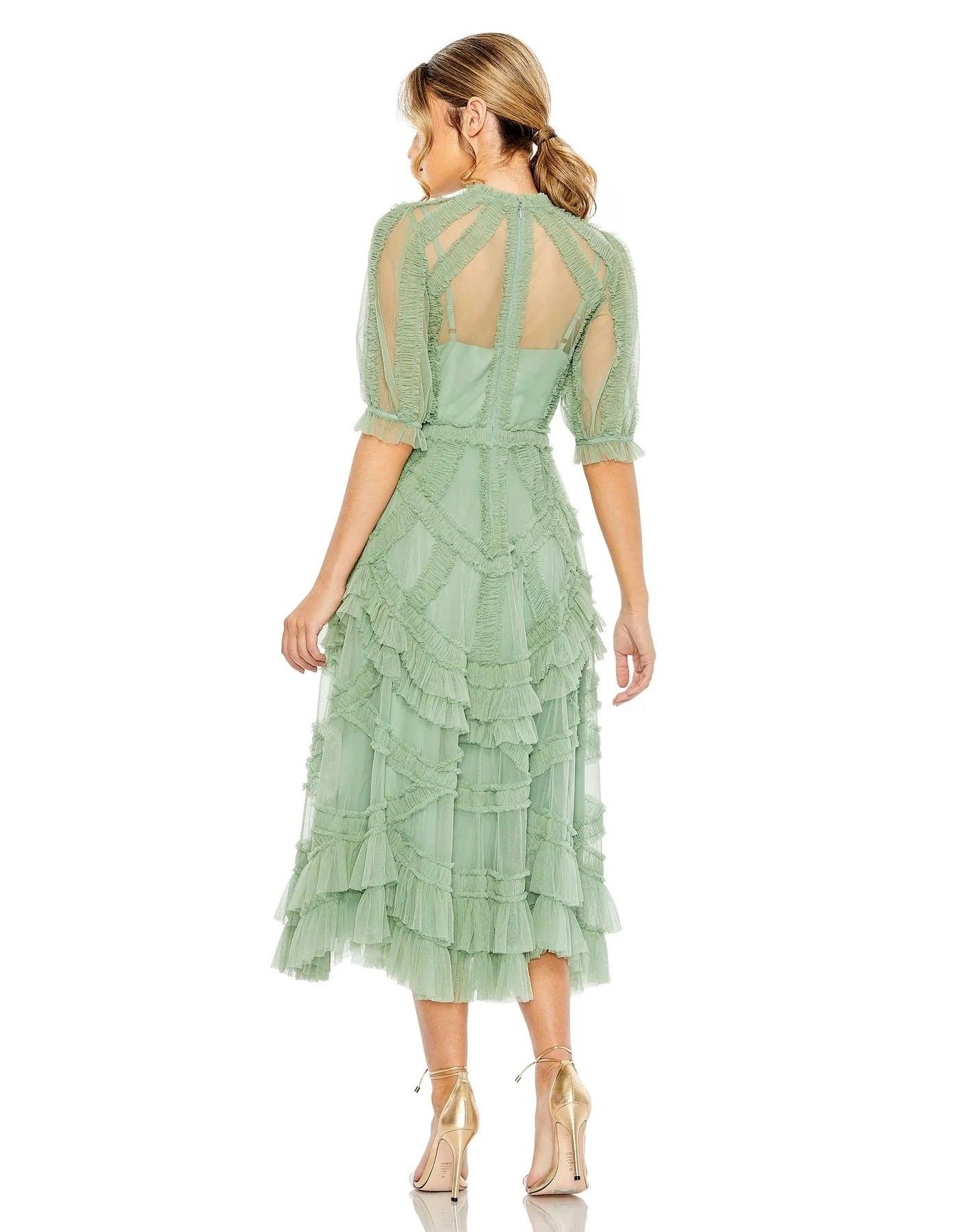 Cocktail Dresses Short Ruffled Tiered Cocktail Midi Dress Jade