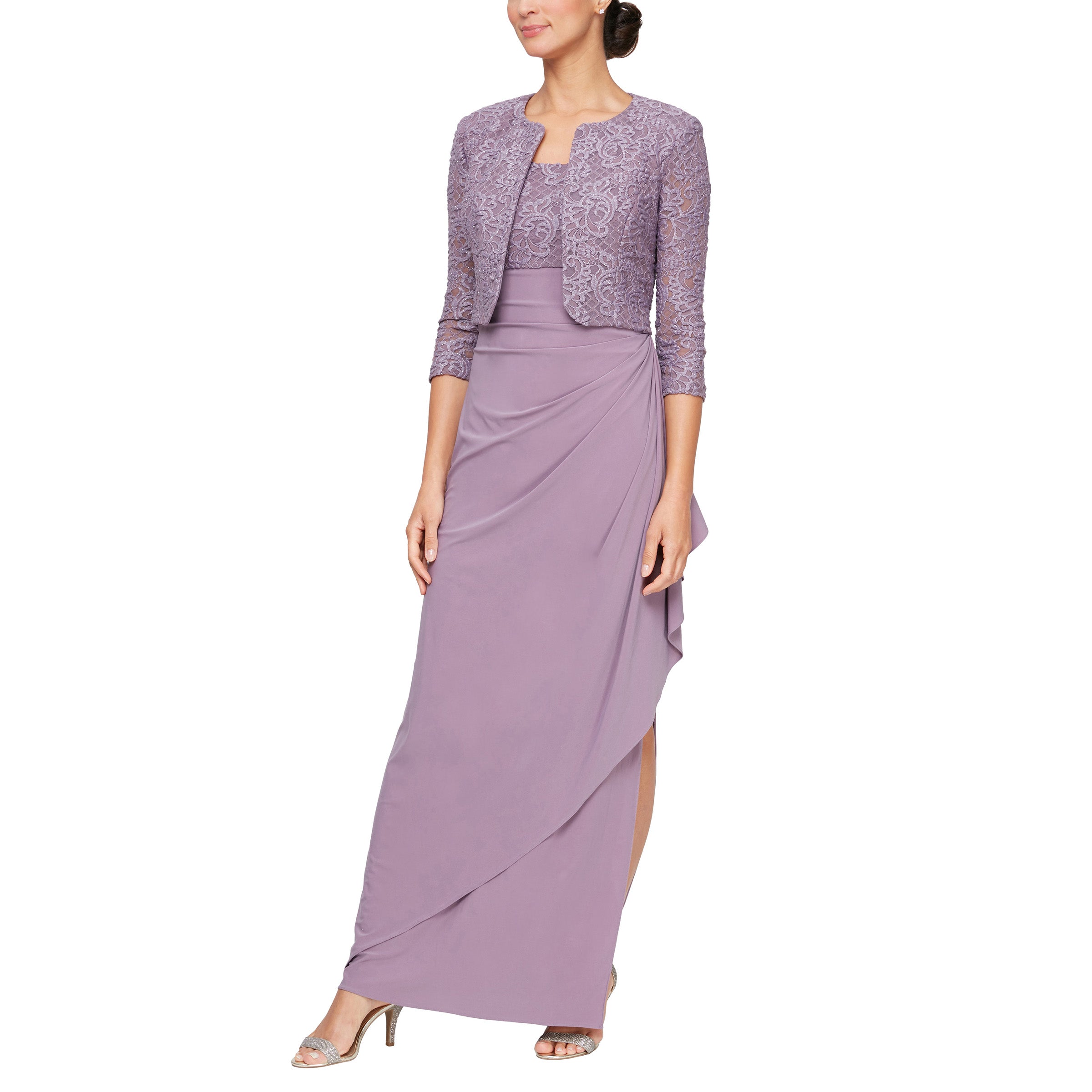 Icy Orchid Alex Evenings 81122475 Long Mother of the Bride Jacket