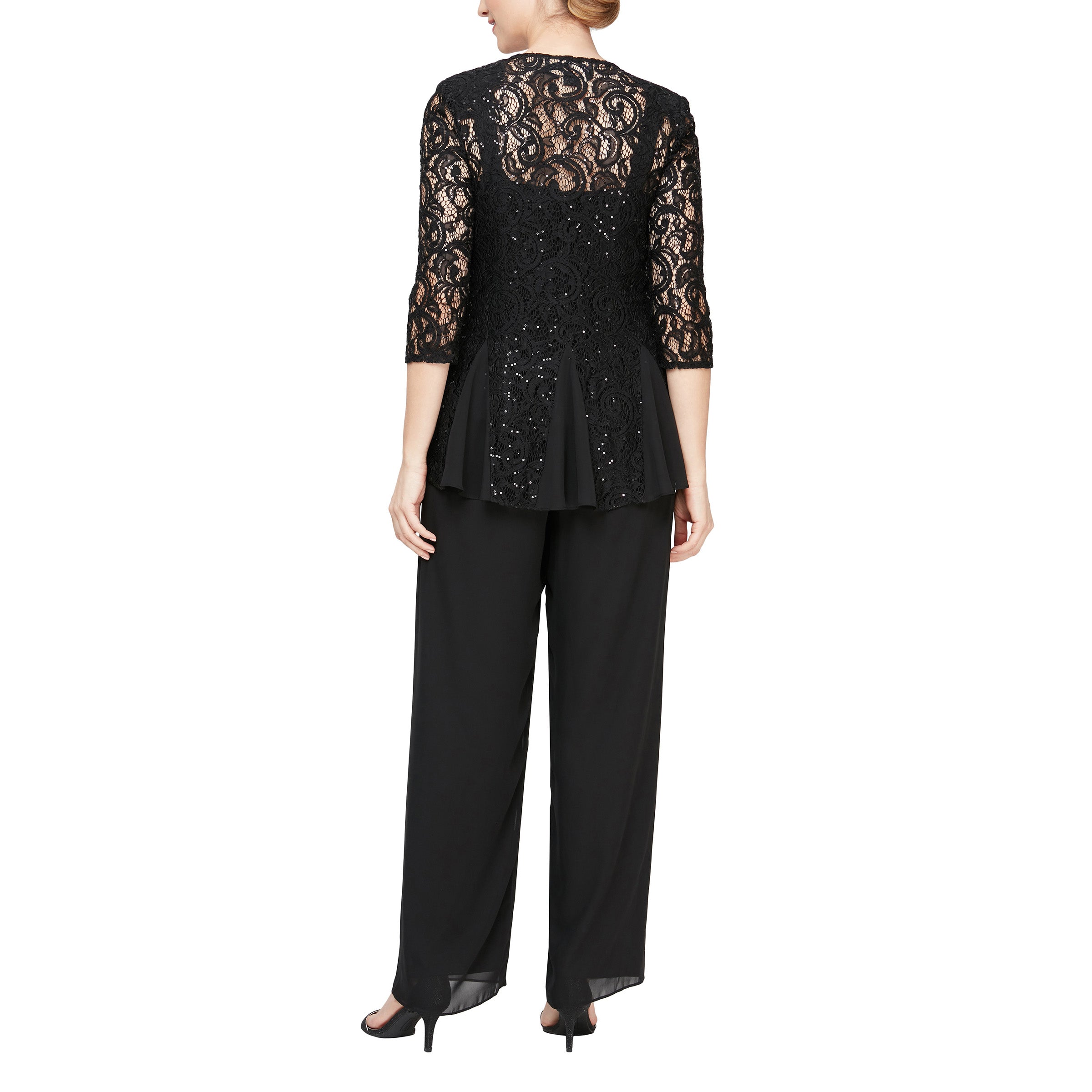 Pant Suit Long Sleeveless Three Piece Set Jacket Pant Suit Black