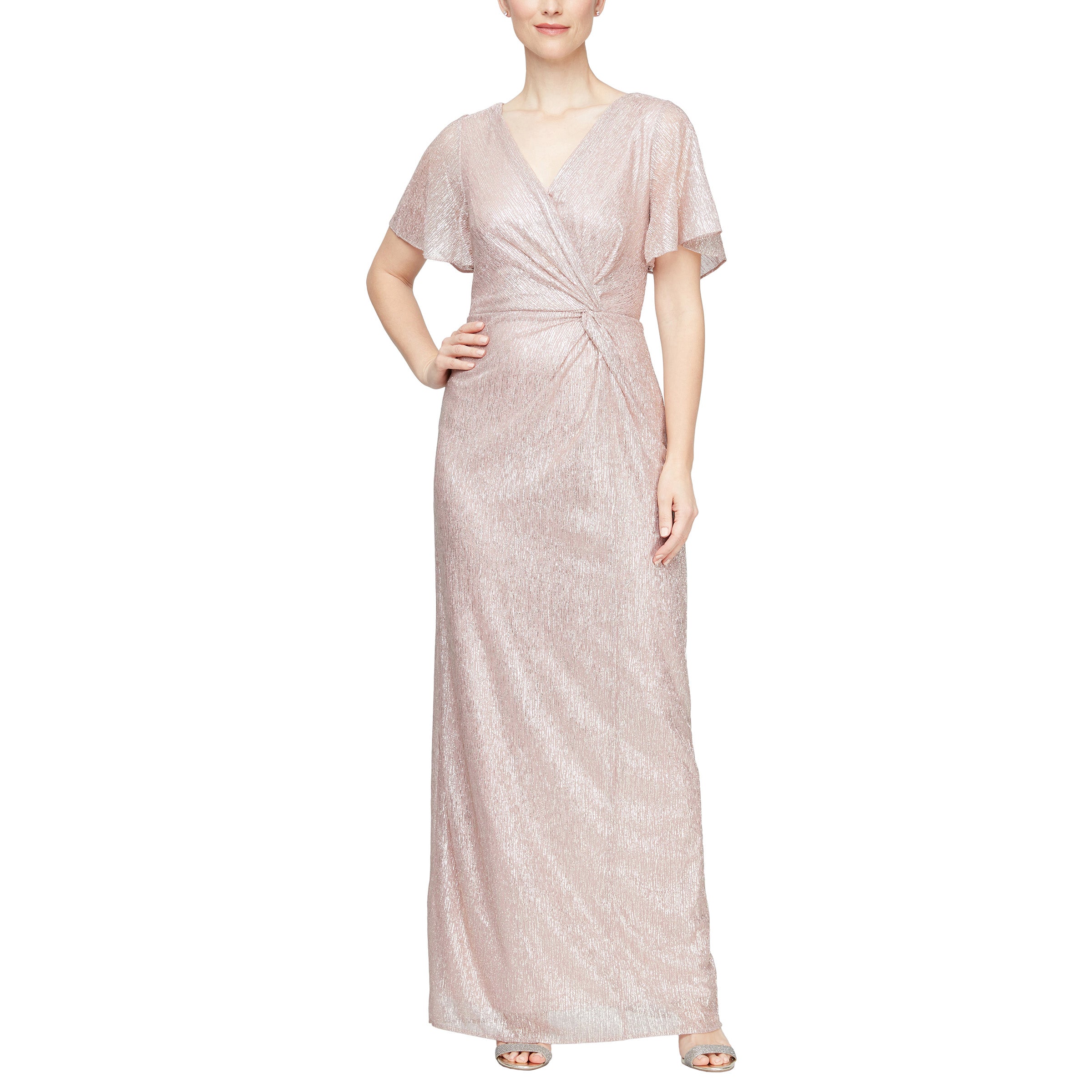 Blush Alex Evenings 8127706 Long Formal Metallic Evening Dress for $209