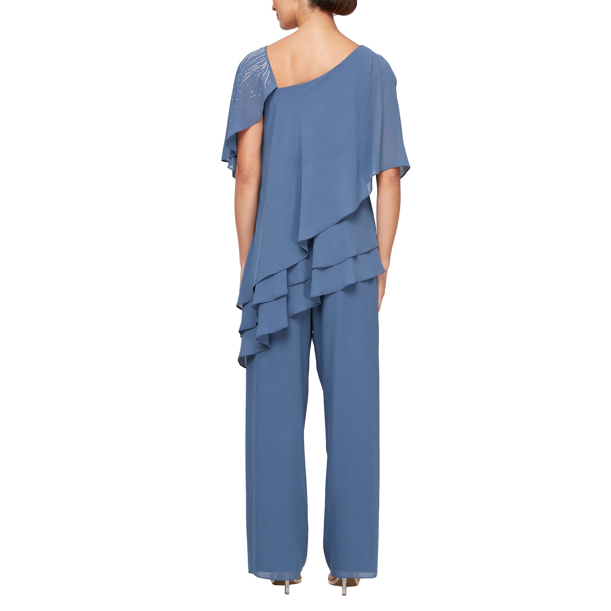 Pant Suit Two Piece Teired Mother of the Bride Pant Suit Wedgewood