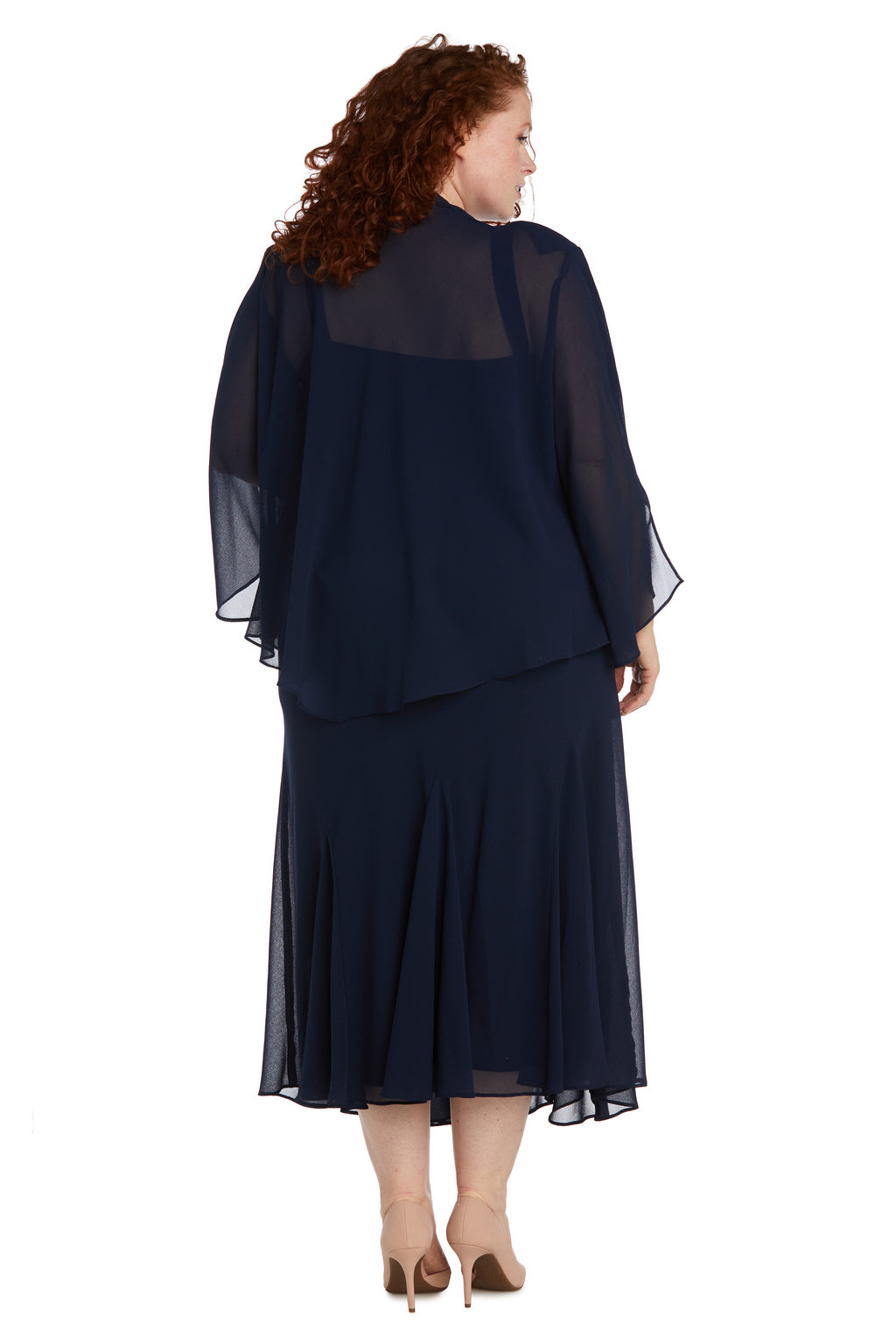 Plus Size Dresses Extra Plus Size Beaded Jacket Midi Dresses Navy