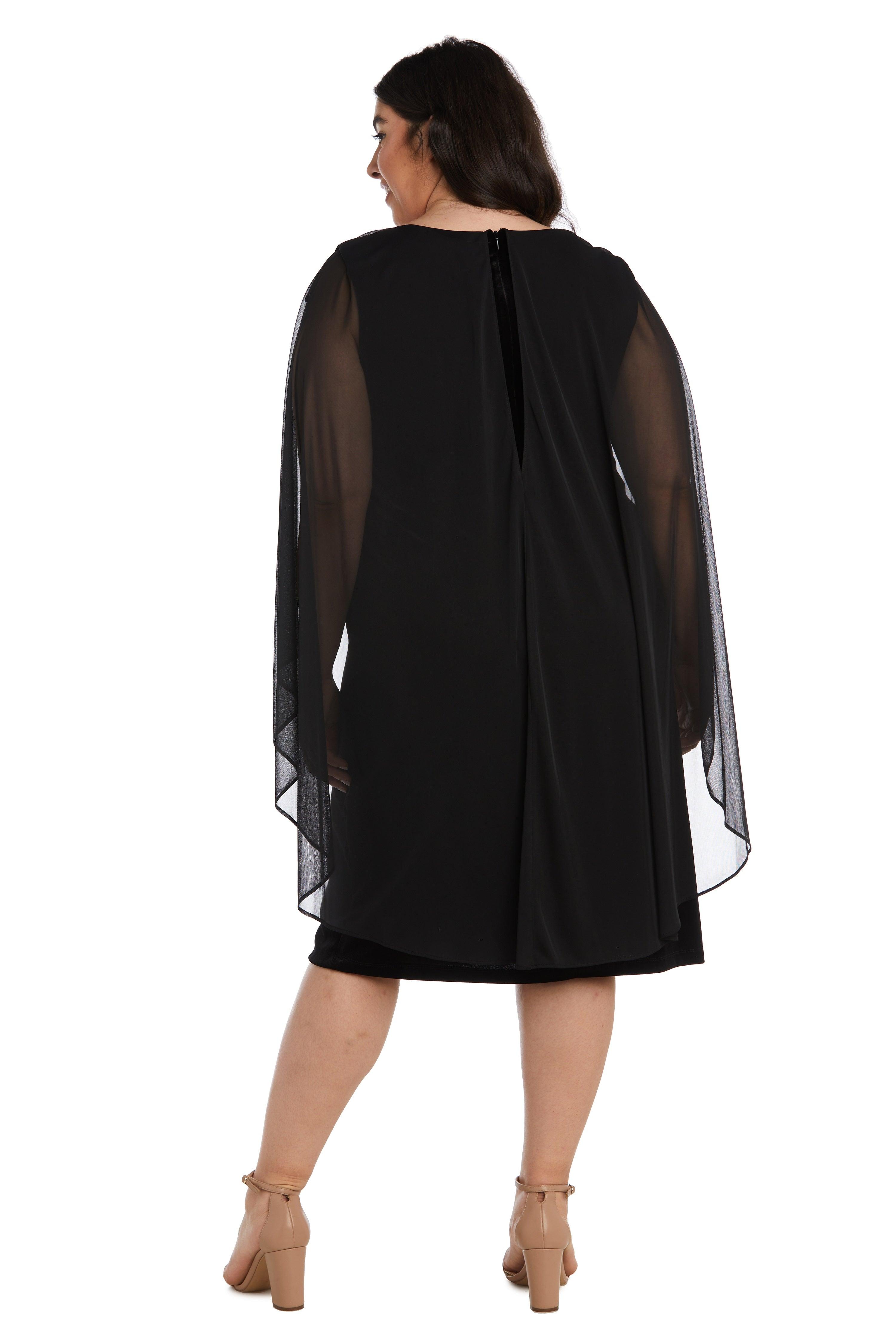 R&M Richards 9216W Short Plus Size Cape Dress