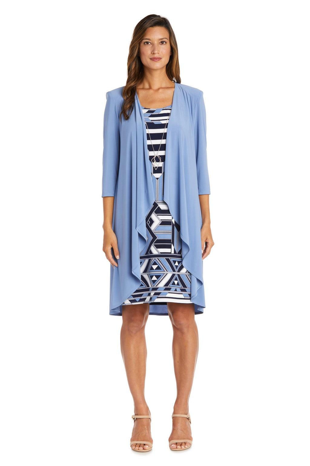 Mother of the Bride Dresses Short Petite Puff Print Jacket Dress Periwinkle