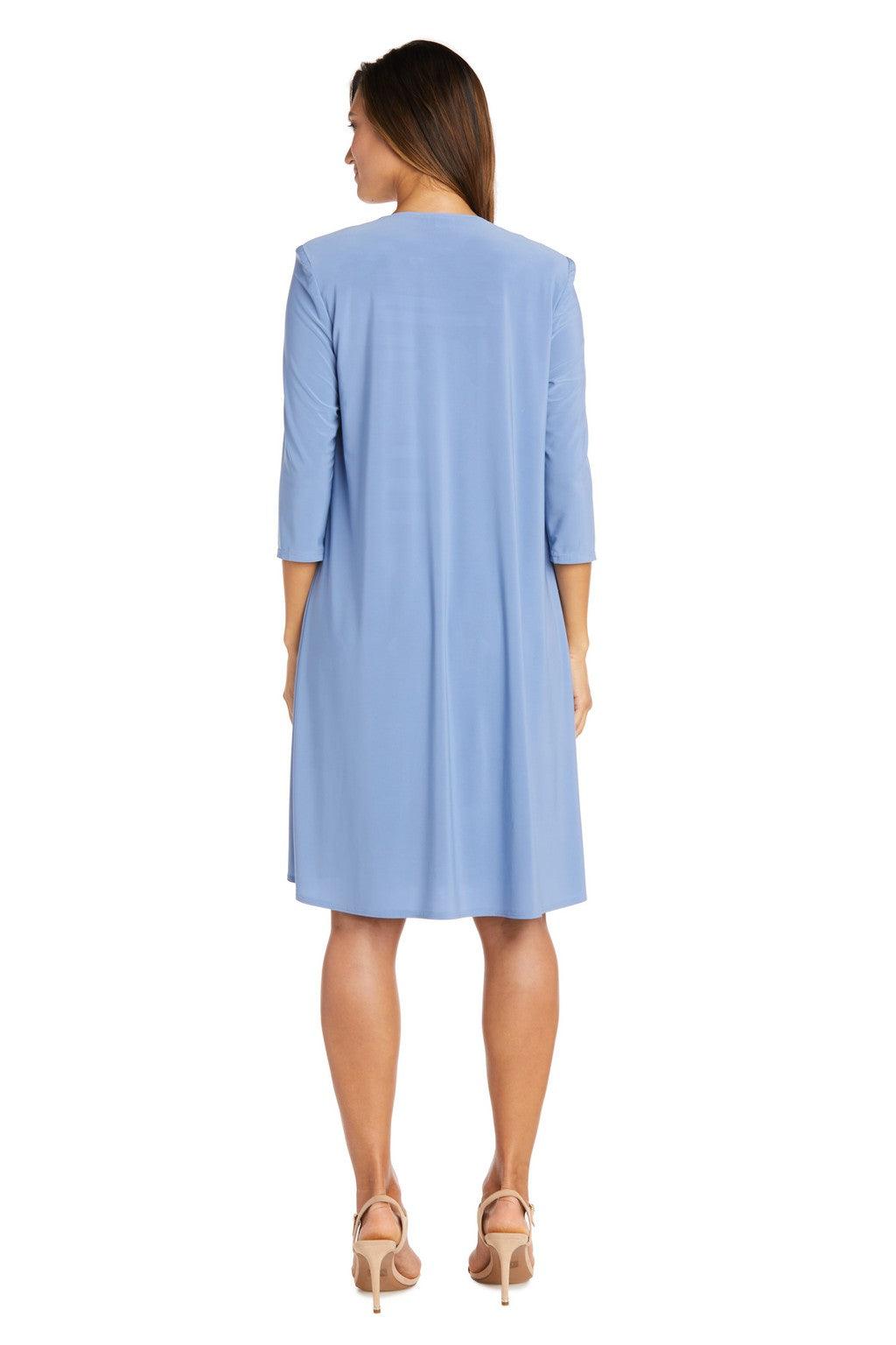 Mother of the Bride Dresses Short Petite Puff Print Jacket Dress Periwinkle