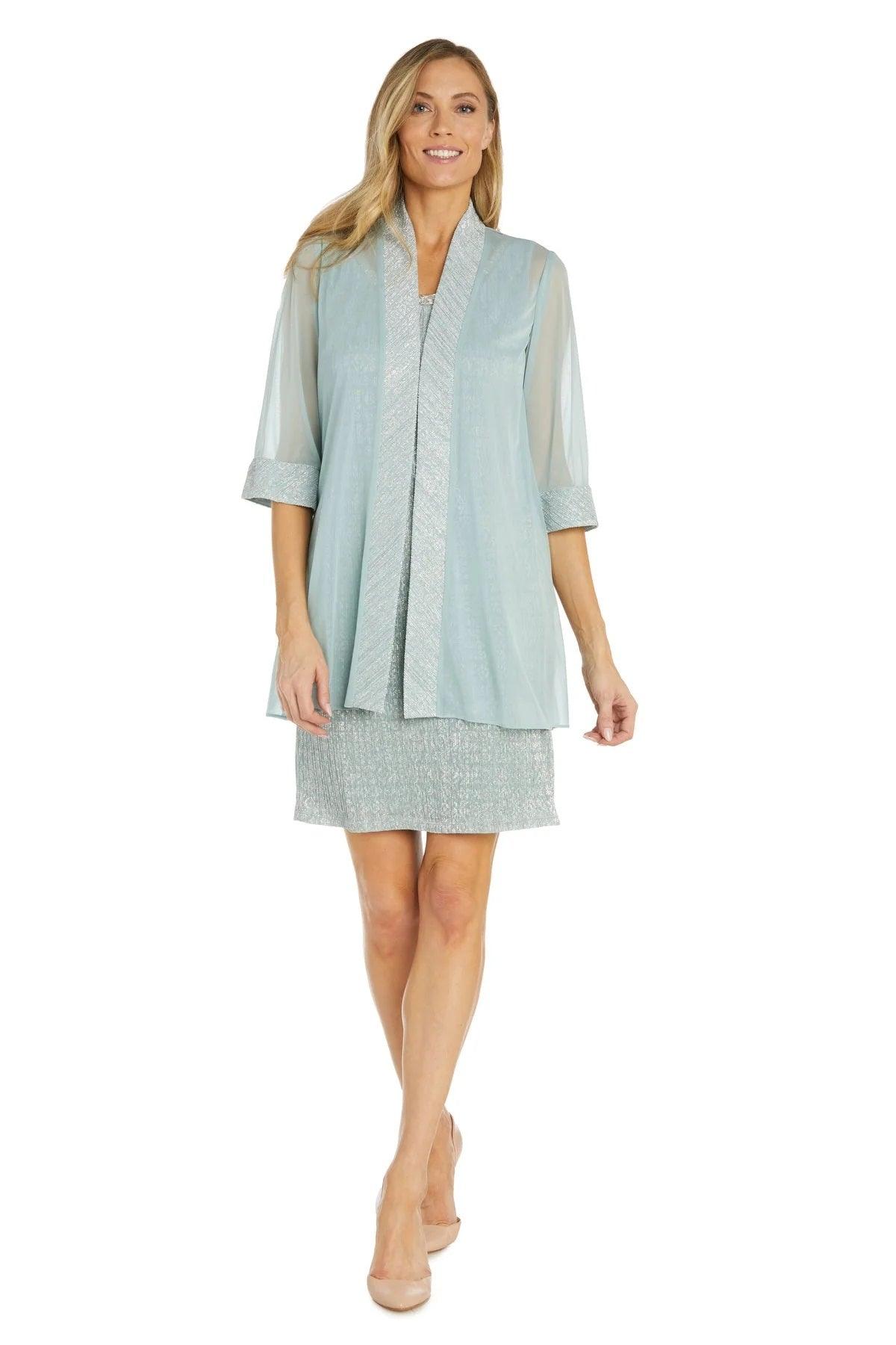Seafoam R&M Richards 9256 Short Two Piece Set Jacket Cocktail Dress for ...