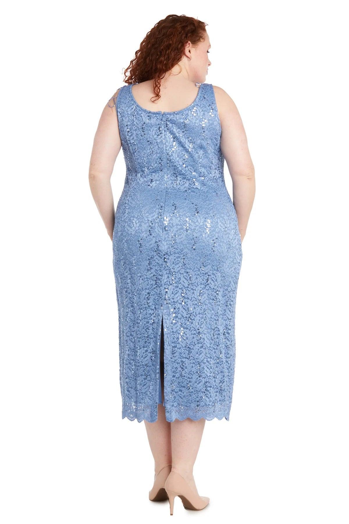 Mother of the Bride Dresses Plus Size Formal Lace Jacket Midi Dress Dusty Blue