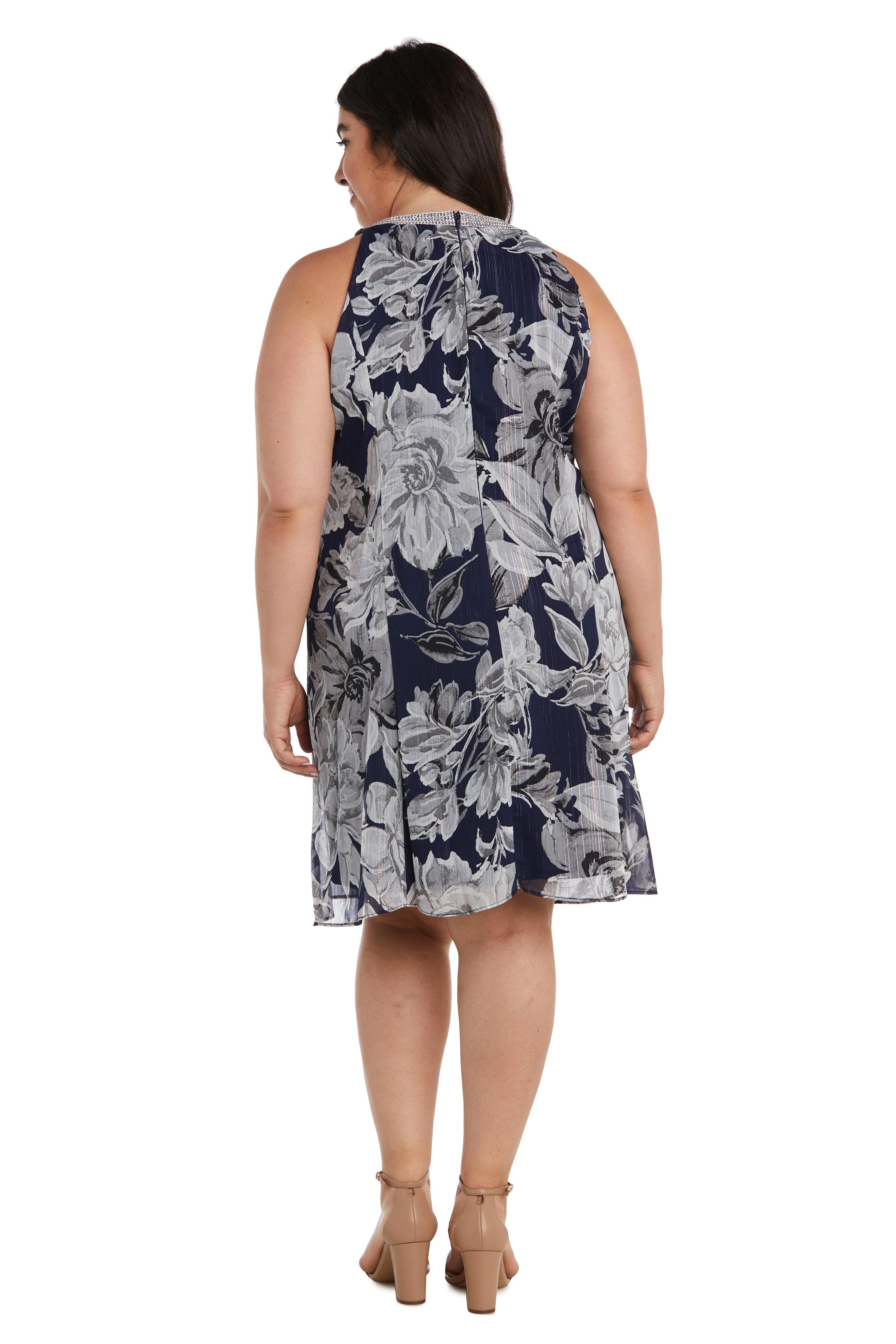 R&M Richards 9359W Short Plus Size Chiffon Dress