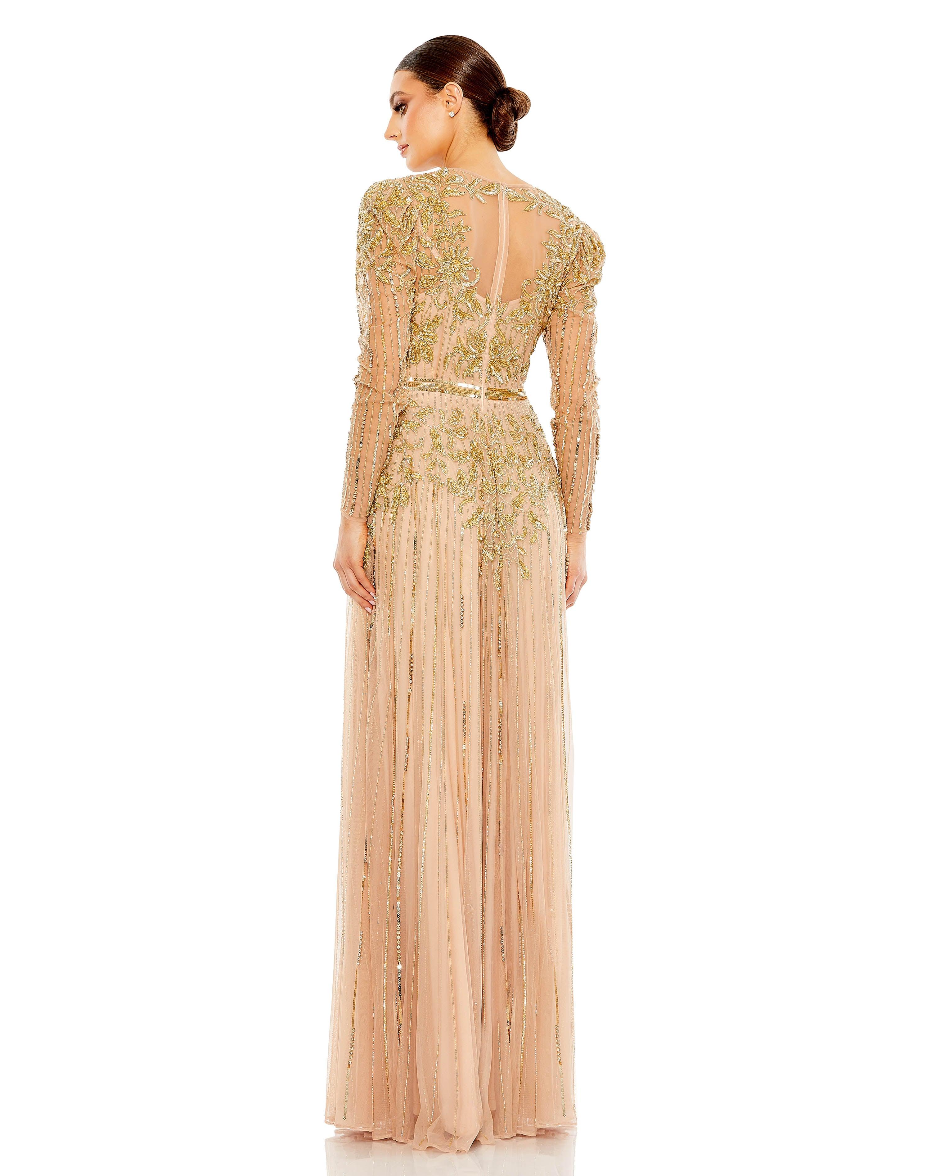Mother of the Bride Dresses Mother of the Bride Long Formal Dress Nude Gold