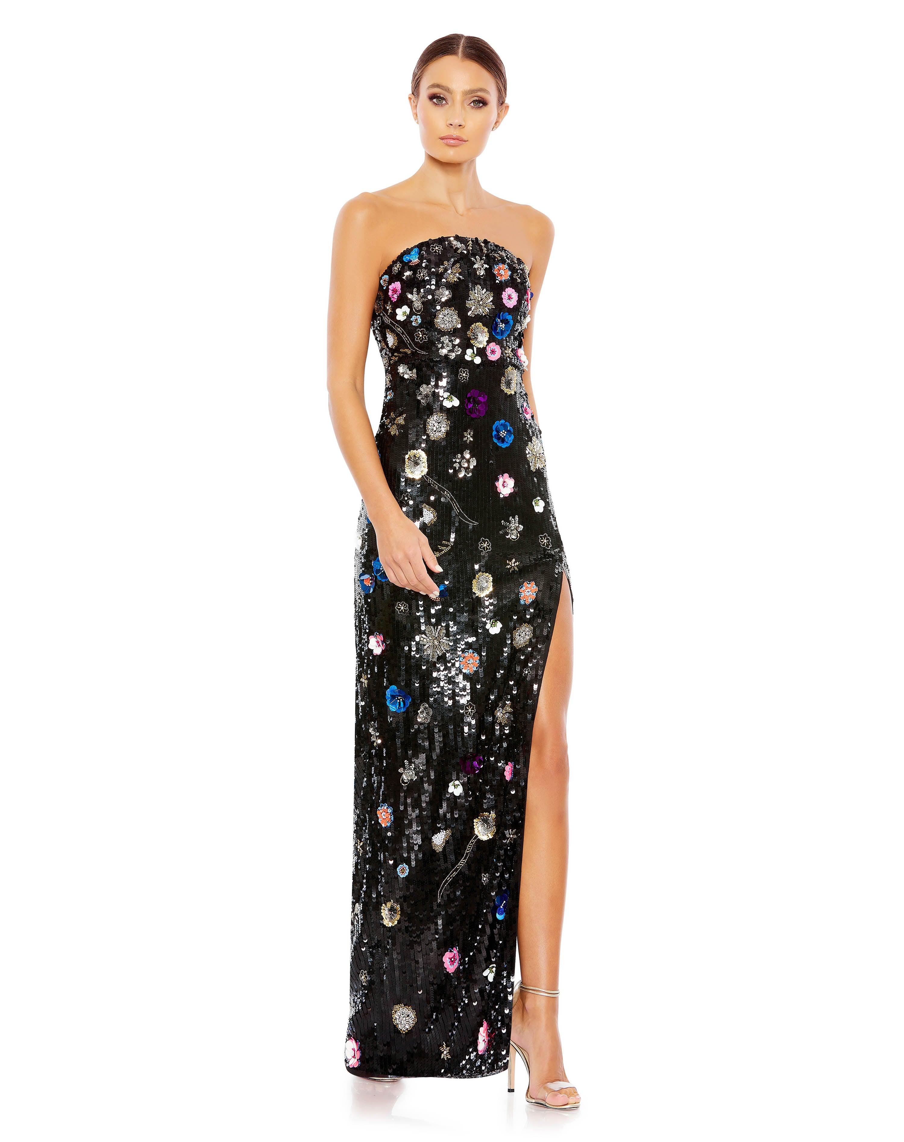 Black Multi Mac Duggal 93695 Long Strapless Formal Prom Dress for $598. ...