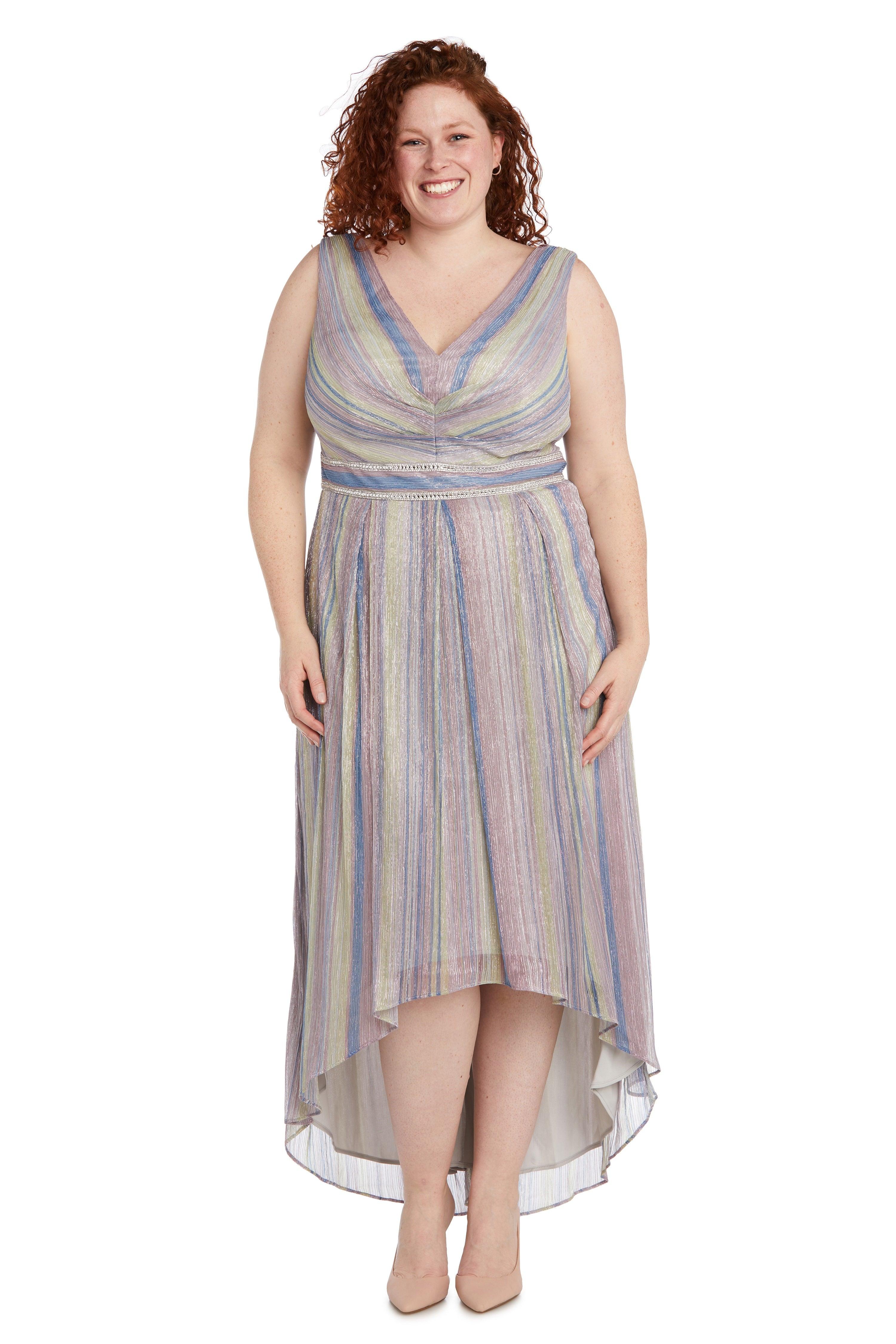 Pink/Multi R&M Richards 9375W Plus Size High Low Formal Dress for $119. ...