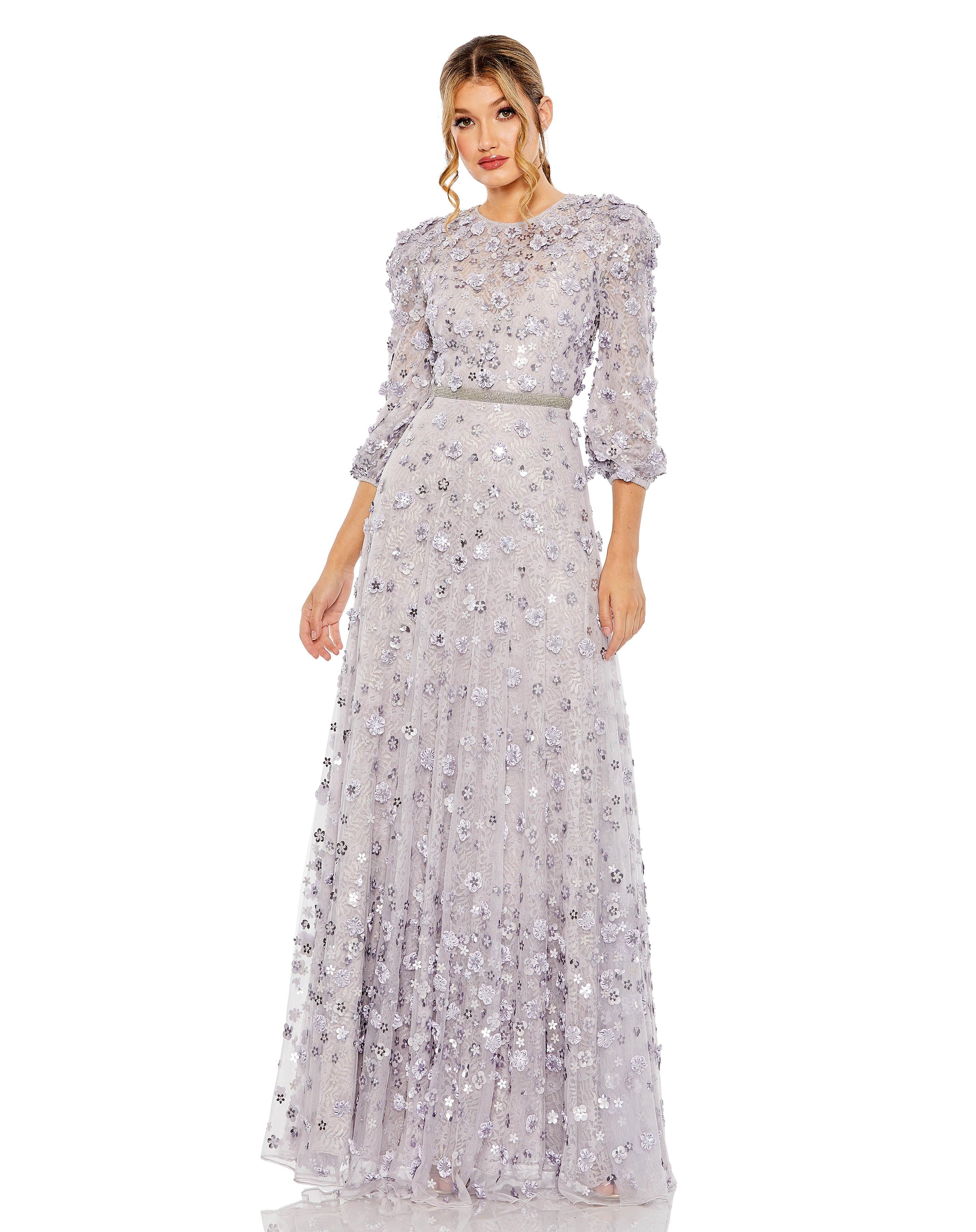 Formal Dresses Long 3/4 Sleeve Formal Dress Lavender