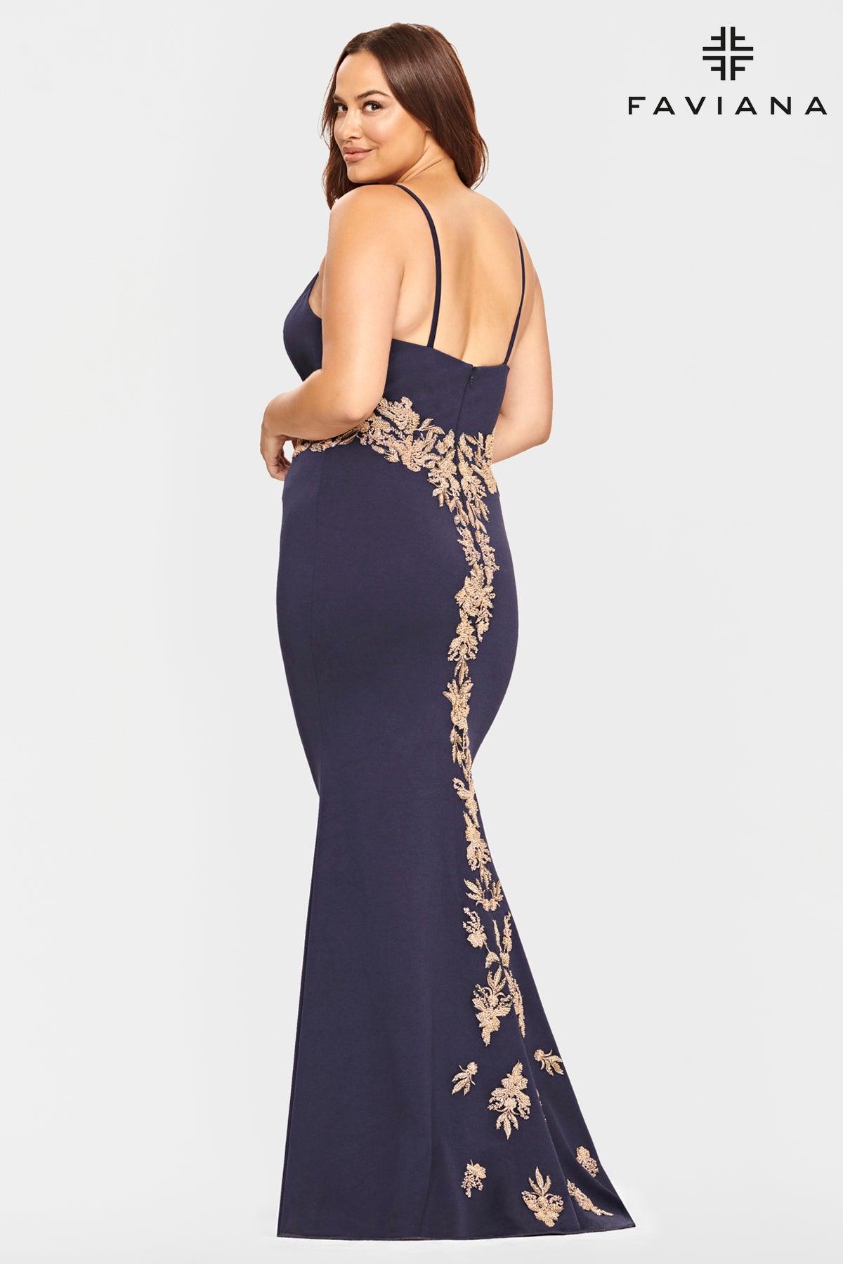 Faviana 9540 Long Plus Size Fitted Prom Dress
