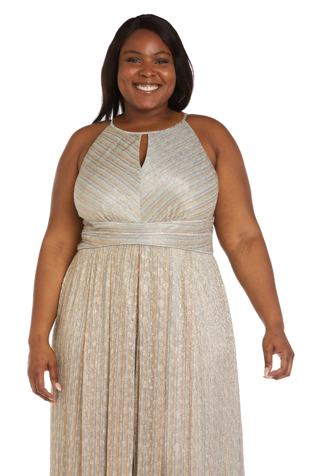 Plus Size Formal Dresses Metallic Crinkle Plus Size Long Dress Gold Silver