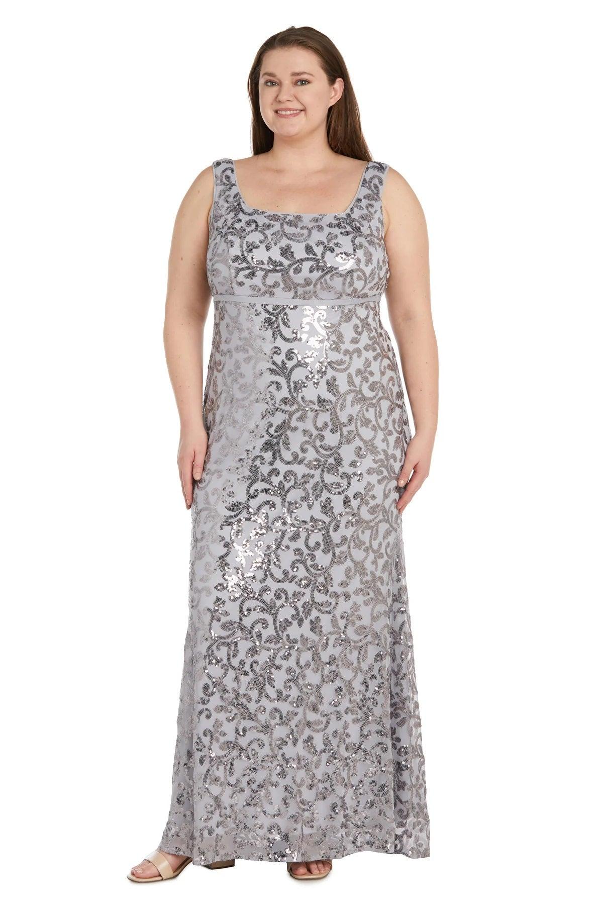 Mother of the Bride Dresses Plus Size Long Formal Jacket Dress Silver