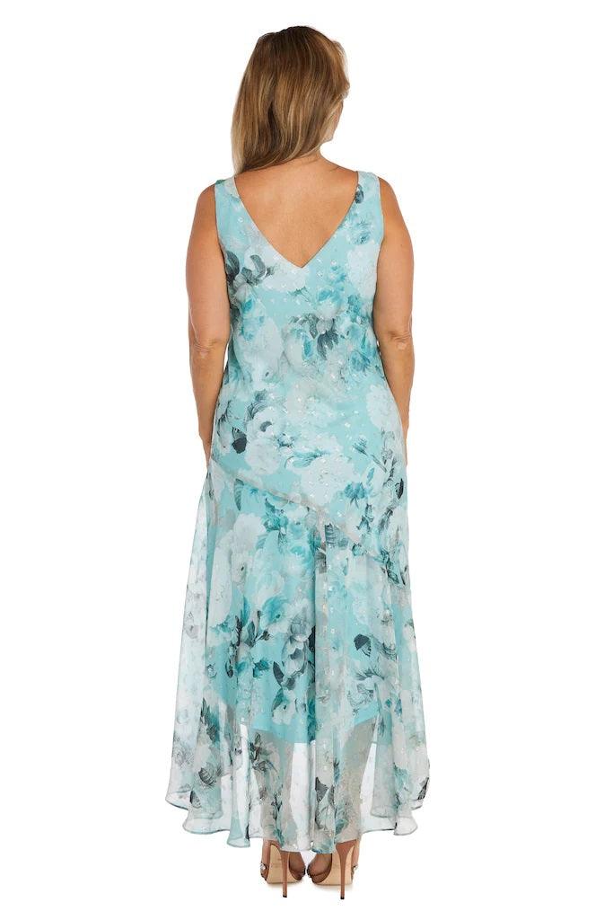 Mother of the Bride Dresses High Low Floral Jacket Dress Aqua