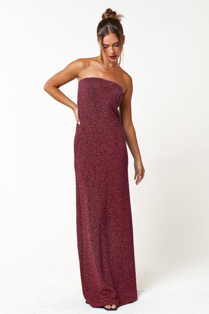 Formal Dresses Long Strapless Glitter Maxi Dress Rose Pink