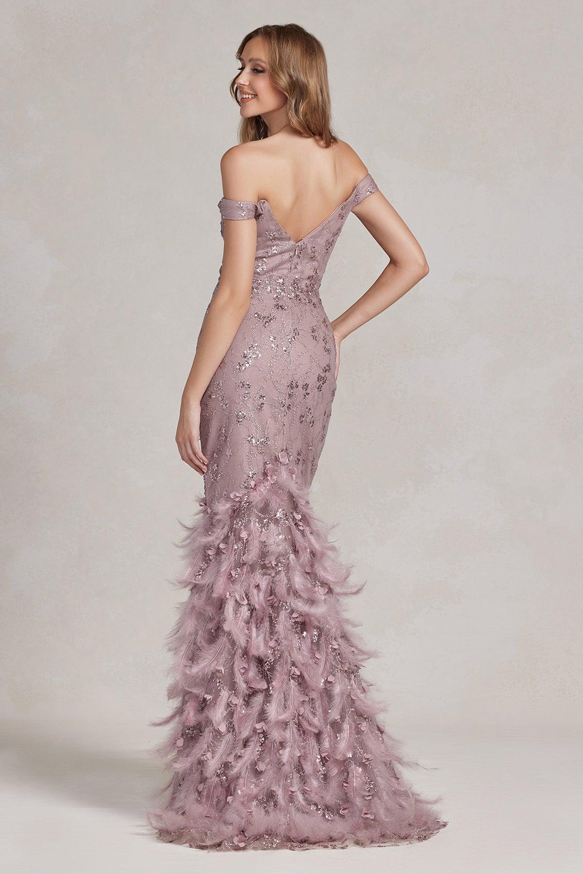 Nox Anabel C1106 Long Off Shoulder Fitted Prom Gown