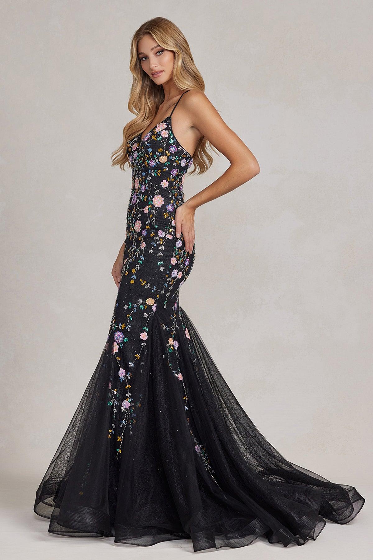 Nox Anabel C1117 Long Spaghetti Strap Prom Trumpet Gown