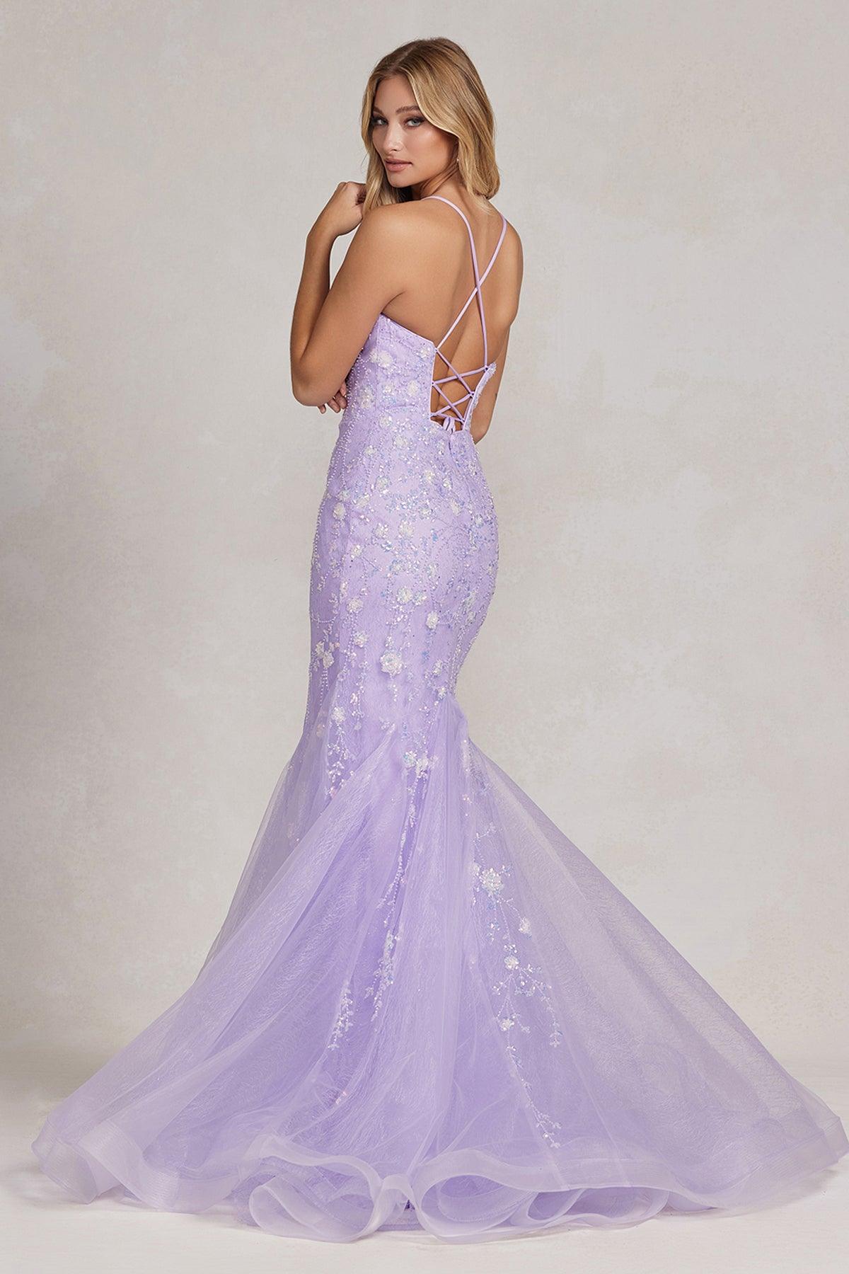 Nox Anabel C1117 Long Spaghetti Strap Prom Trumpet Gown