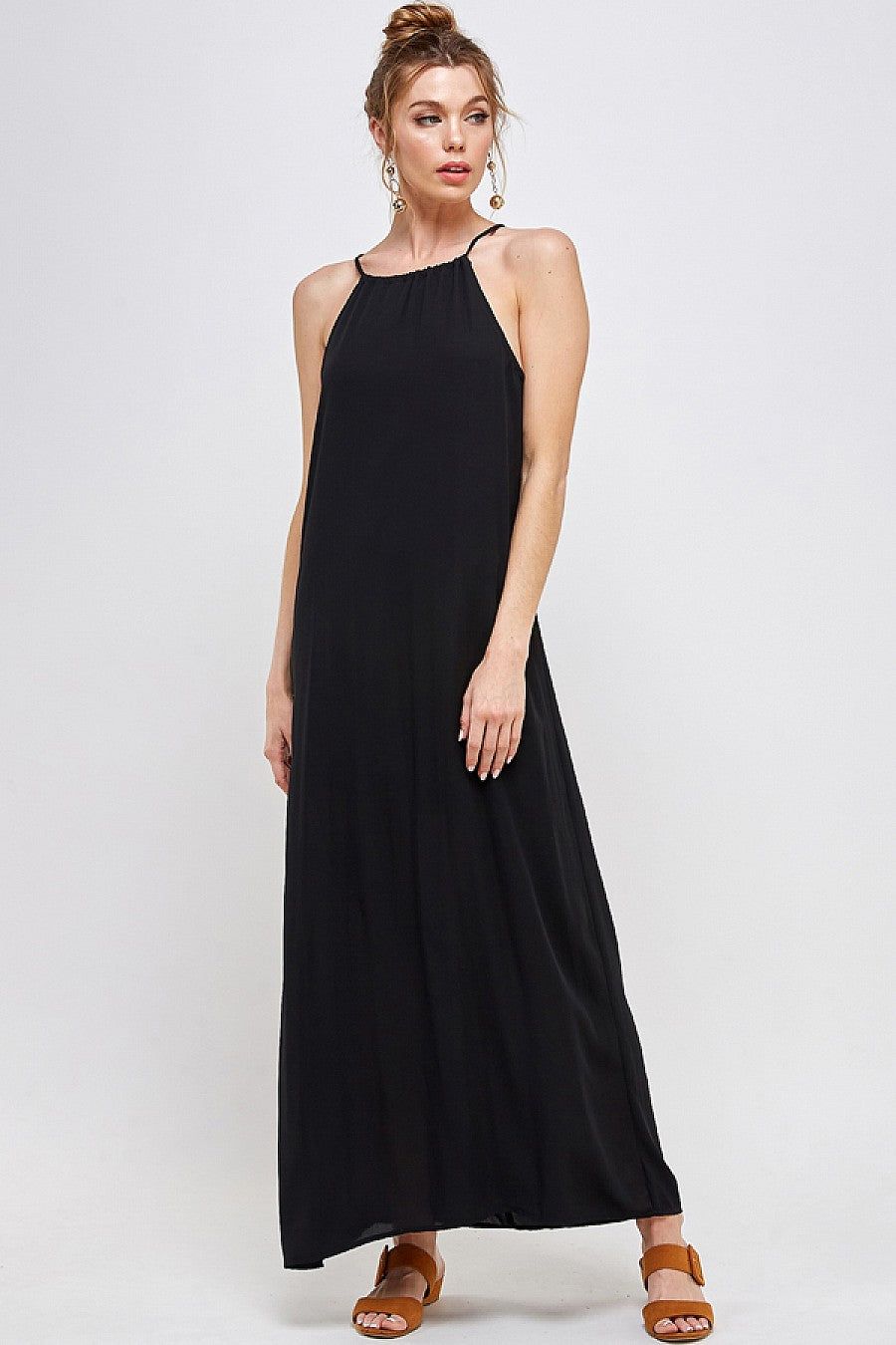 Black Long Halter Neck Dress
